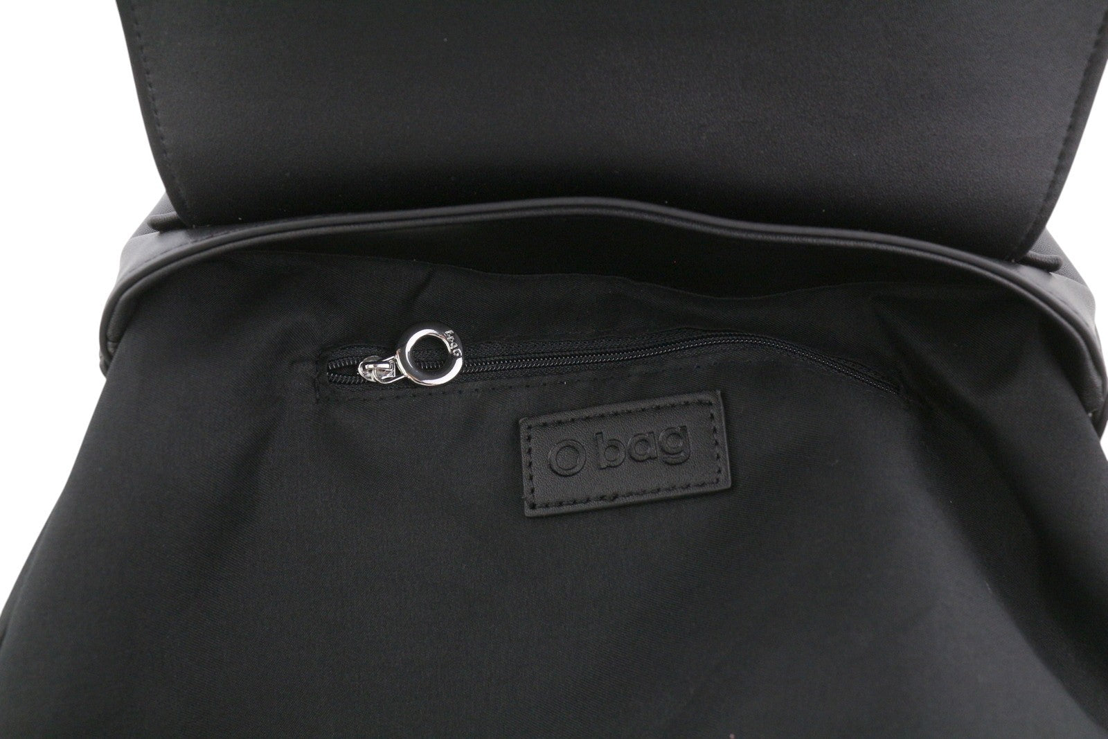 O BAG Zaino Women Bag OS Black Double Handles Magnetic Closure Dark Backpack