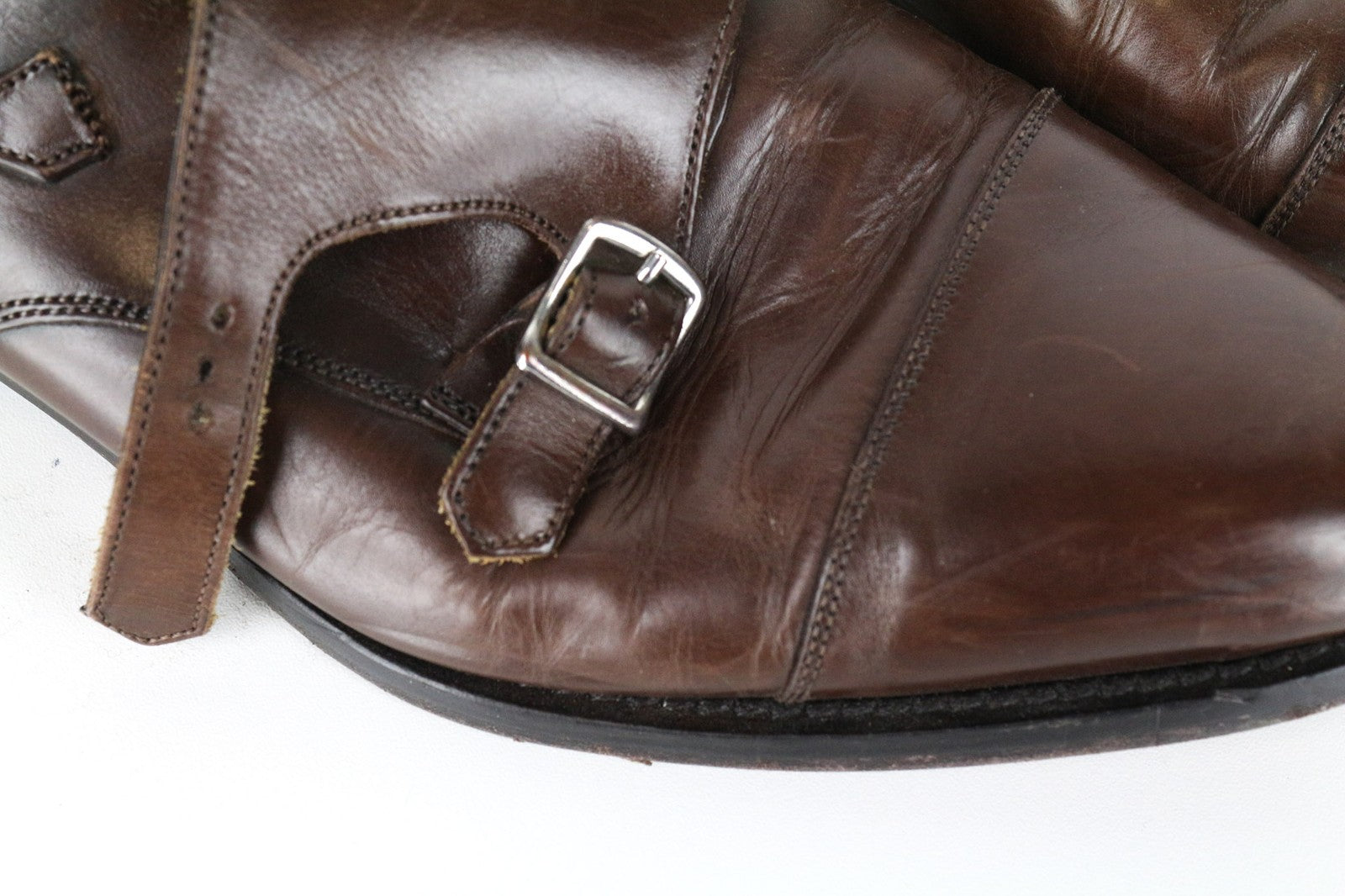 SUITSUPPLY Men's Shoes EU42 Monk Strap Calf Leather Brown Formal Classic Pair