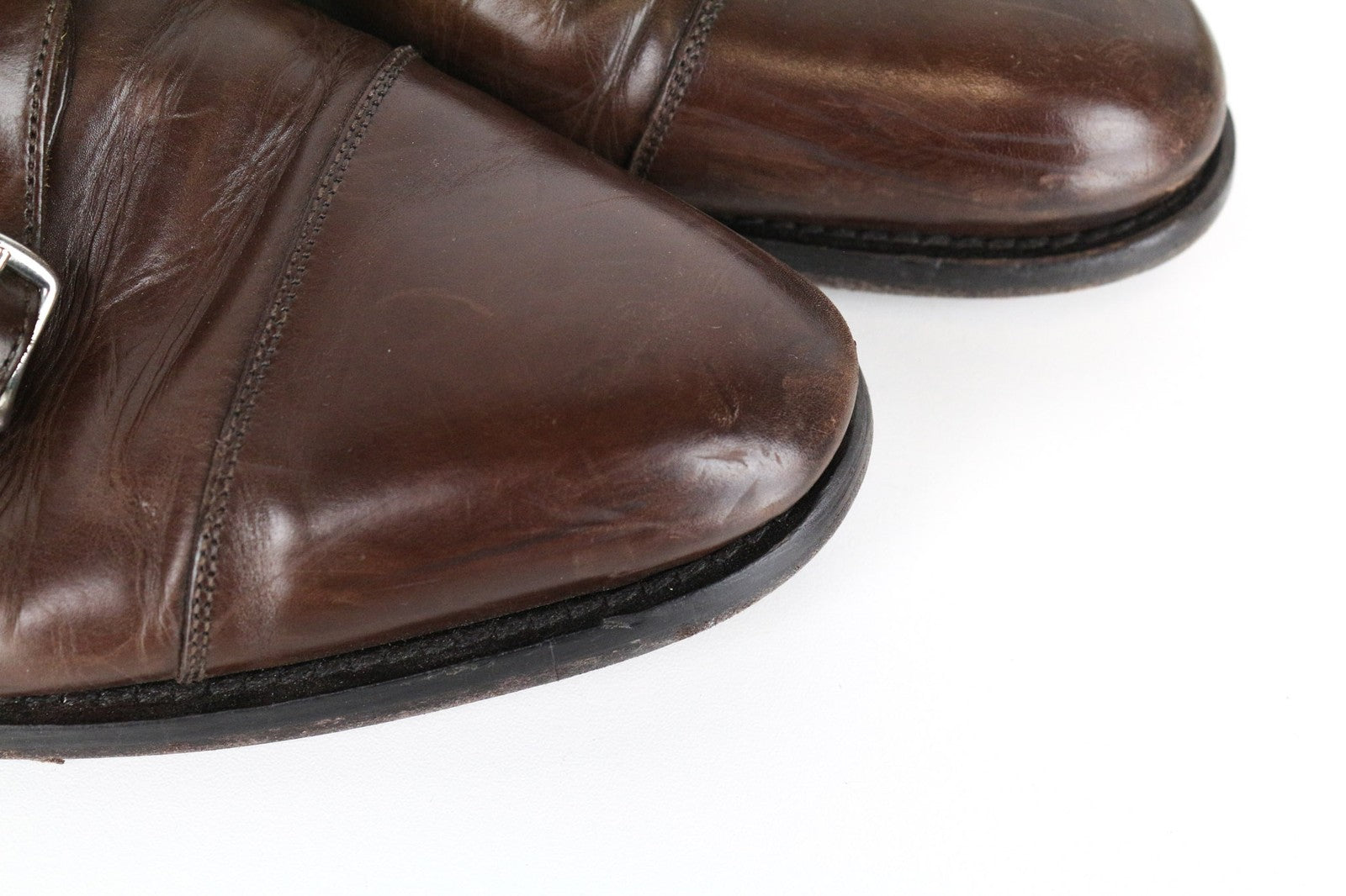 SUITSUPPLY Men's Shoes EU42 Monk Strap Calf Leather Brown Formal Classic Pair