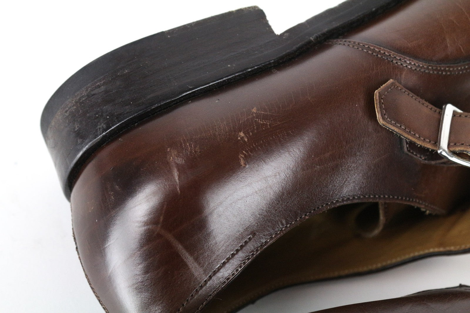 SUITSUPPLY Men's Shoes EU42 Monk Strap Calf Leather Brown Formal Classic Pair