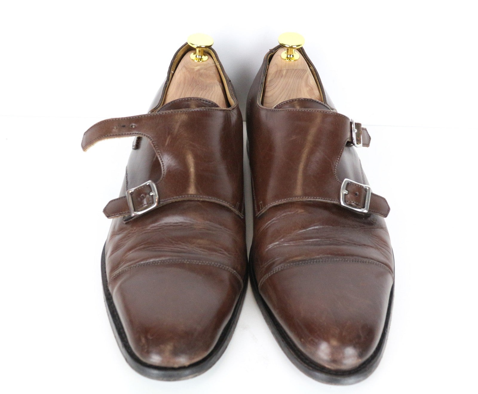 SUITSUPPLY Men's Shoes EU42 Monk Strap Calf Leather Brown Formal Classic Pair