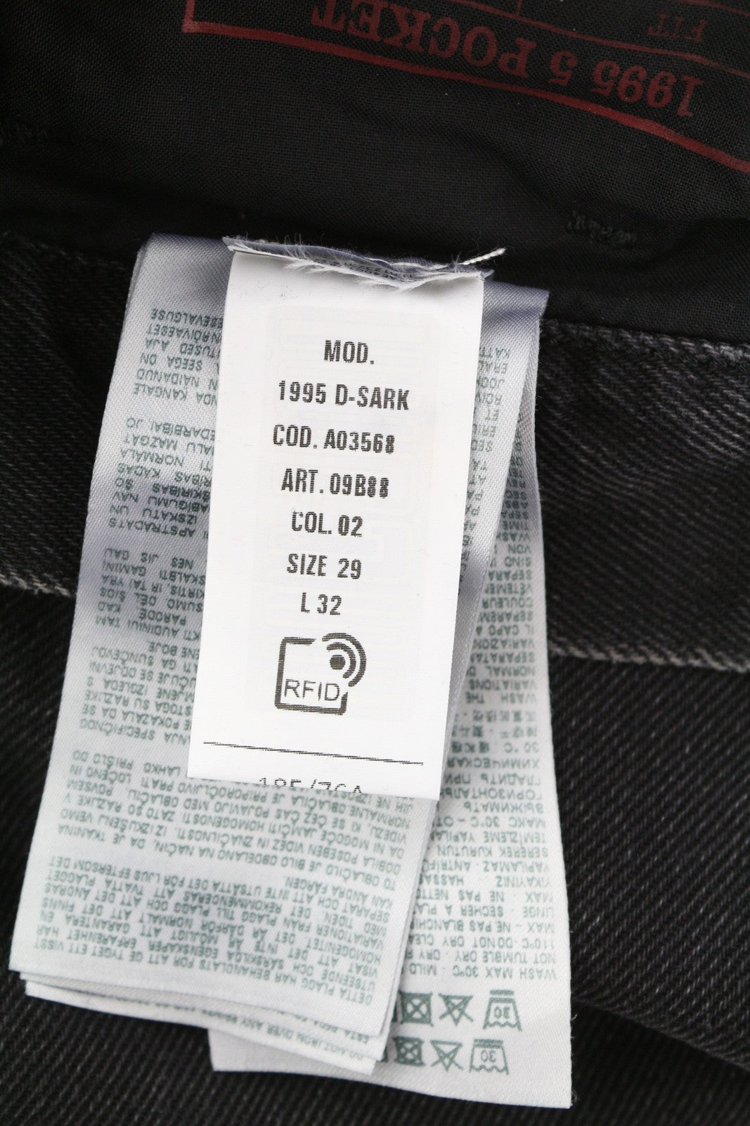 DIESEL 1995 D-Sark 09B88 Men Jeans W29/L32 Black Slim Fit Straight Leg RRP€185