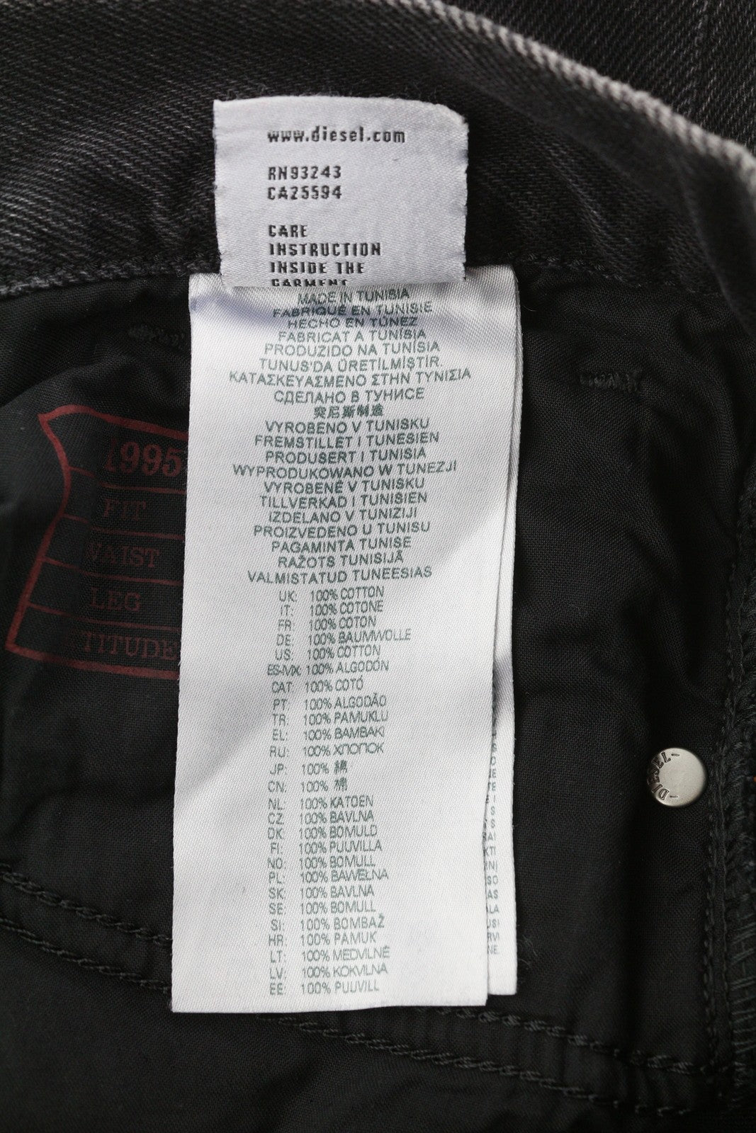DIESEL 1995 D-Sark 09B88 Men Jeans W29/L32 Black Slim Fit Straight Leg RRP€185