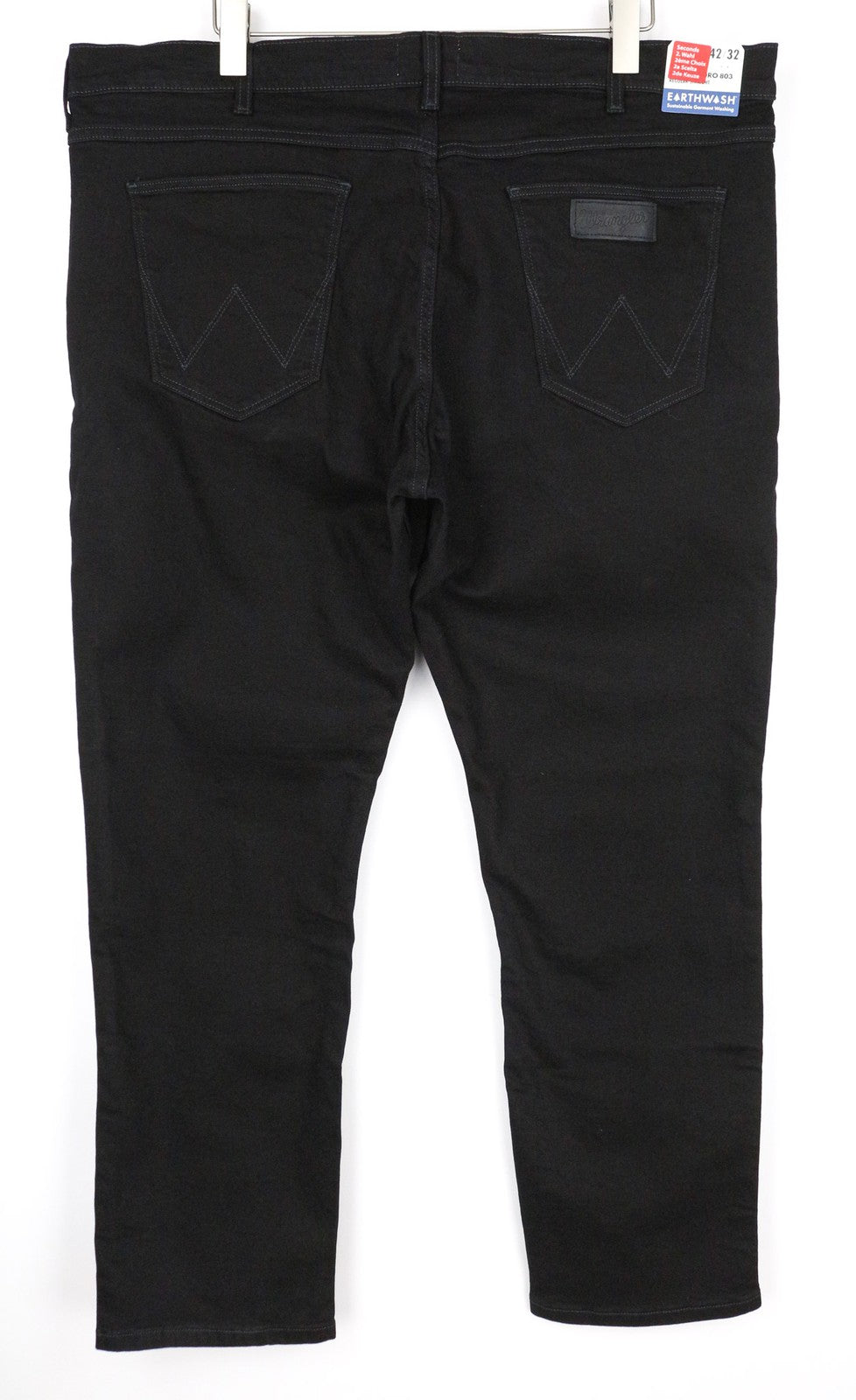 WRANGLER Greensboro Men's Jeans W42 L32 Black Straight Stretch Denim 5 Pockets