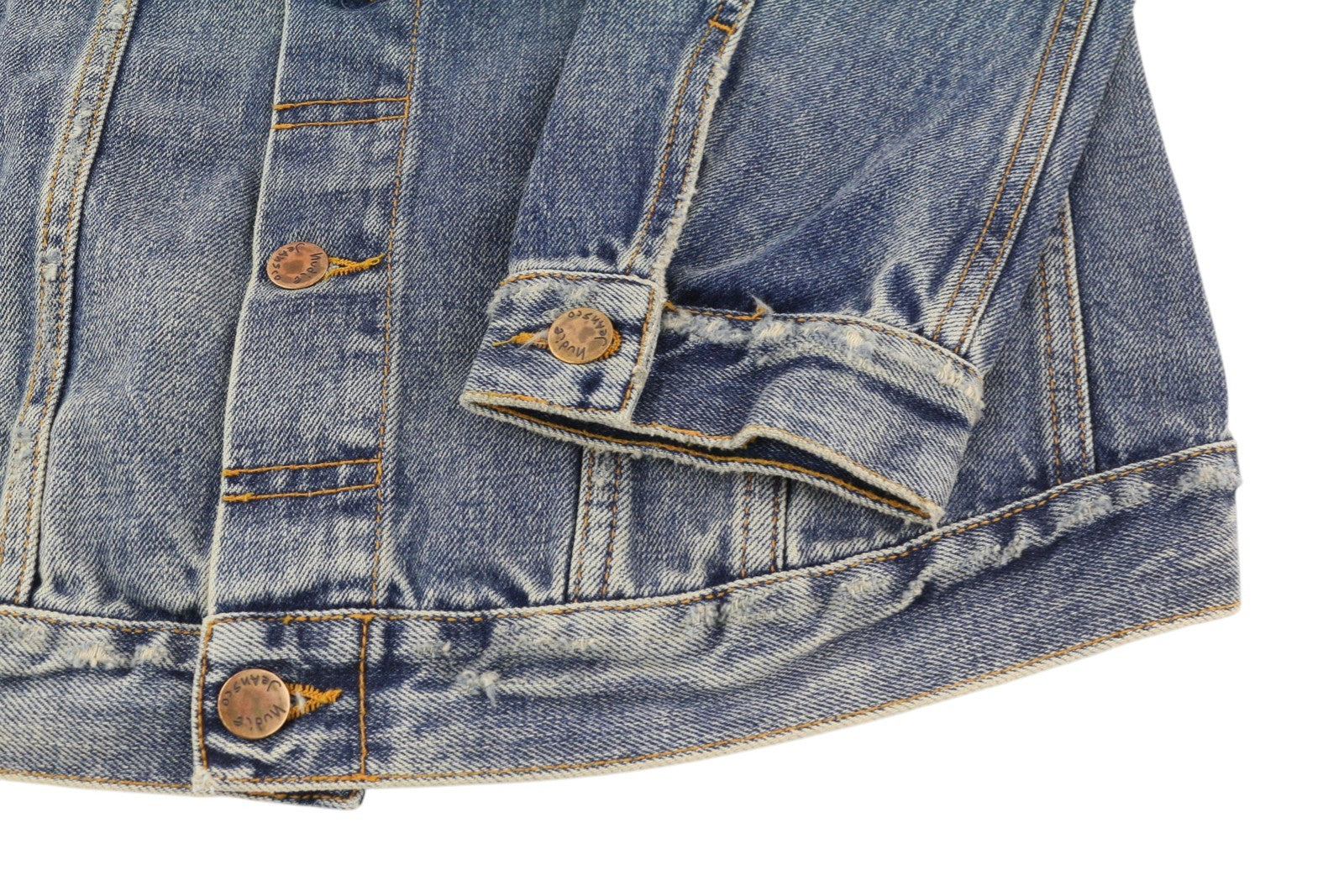 NUDIE JEANS Billy Men Jacket M Shimmering Indigo Button Ripped Distress Blue