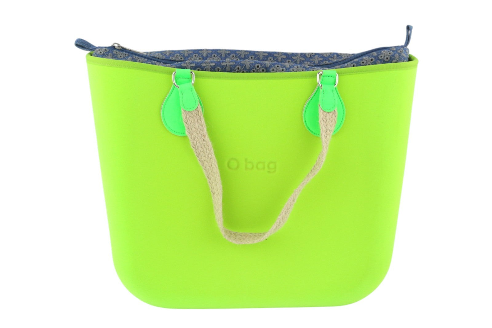 O BAG Armenia Women Bag OS Neon Green Inner Bag Double Handle Tote Logo Casual