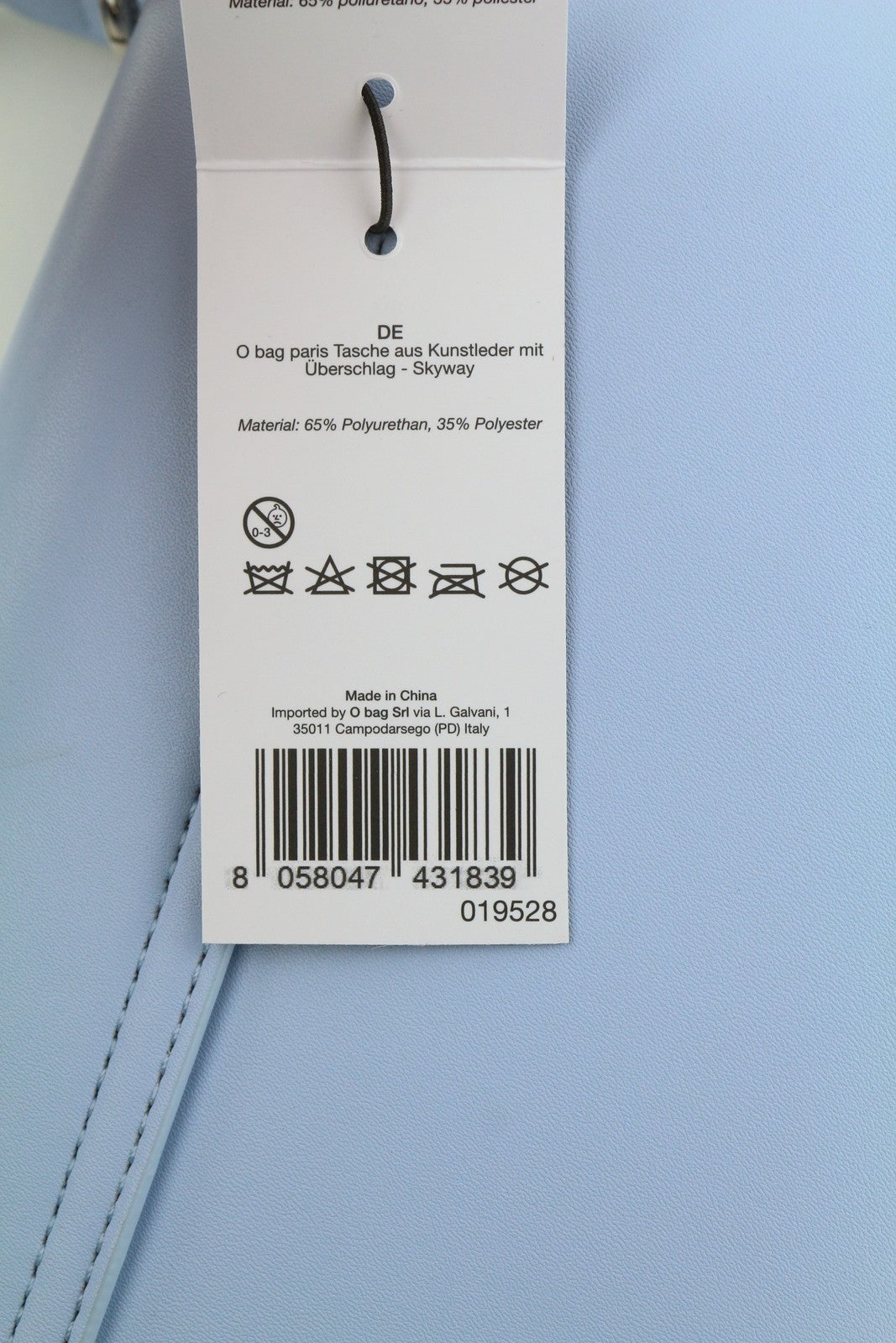 O BAG Con Pattina Women Bag OS Light Blue Lined Logo Square Baguette Crossbody