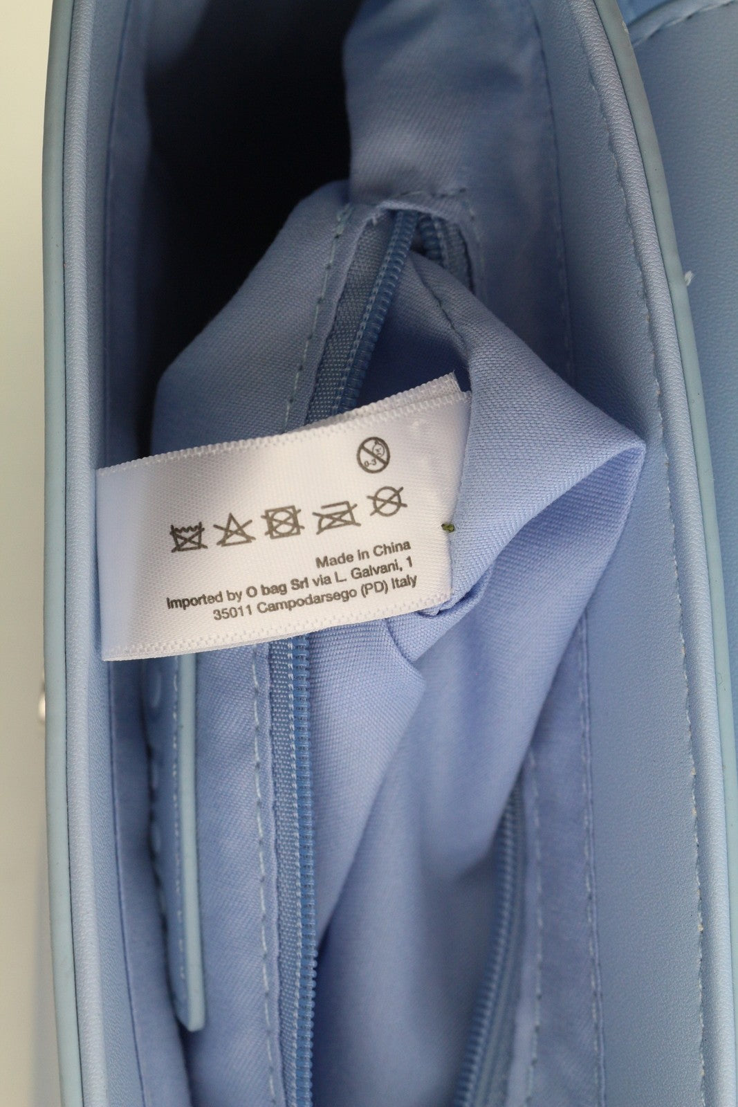 O BAG Con Pattina Women Bag OS Light Blue Lined Logo Square Baguette Crossbody