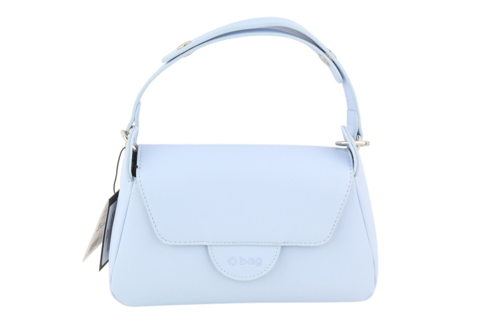 O BAG Con Pattina Women Bag OS Light Blue Lined Logo Square Baguette Crossbody
