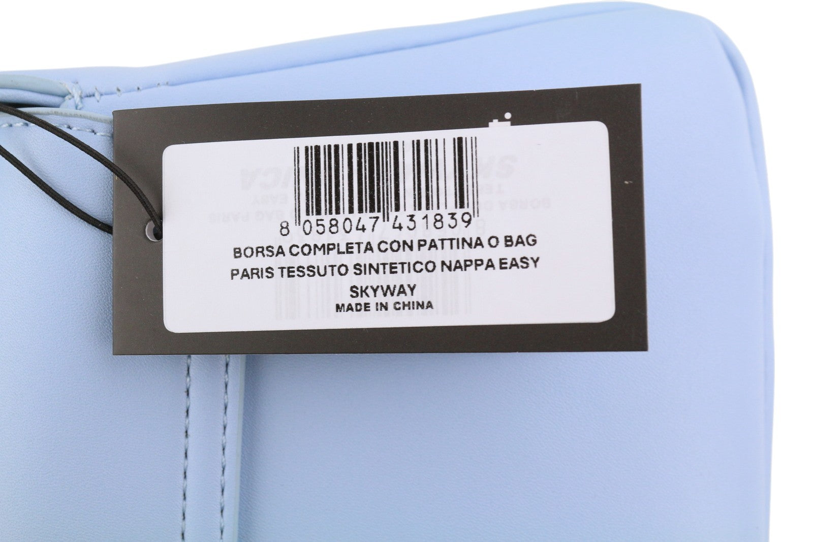 O BAG Con Pattina Women Bag OS Light Blue Lined Logo Square Baguette Crossbody