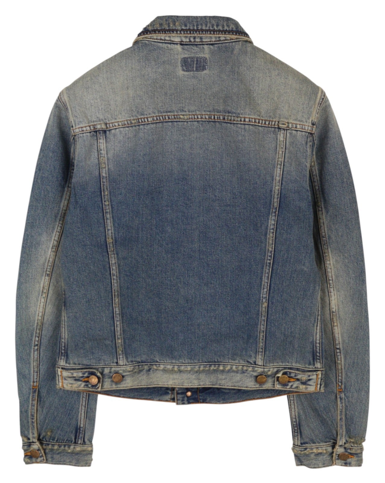 NUDIE JEANS Billy Men Jacket M Shimmering Indigo Button Ripped Distress Denim