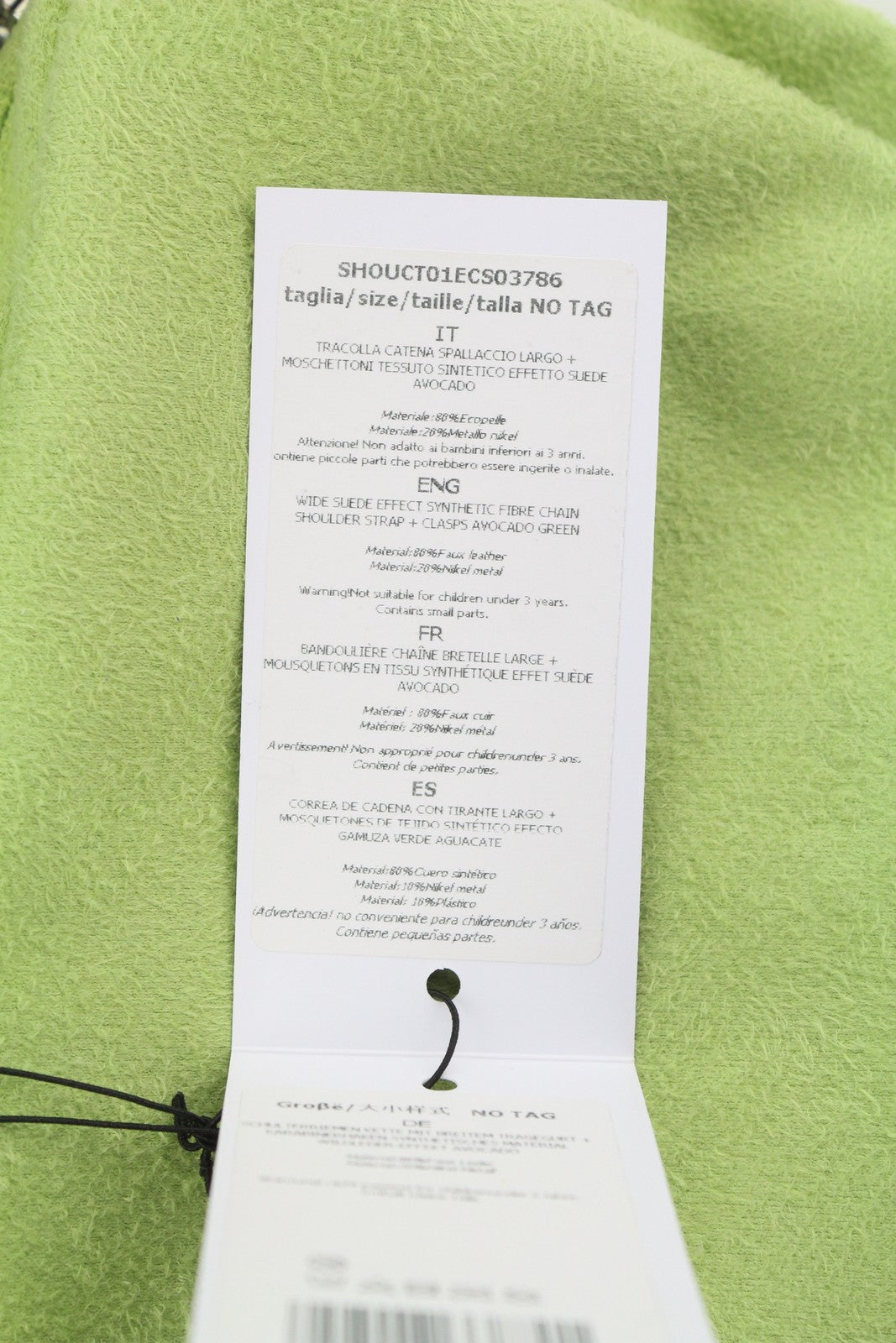 O BAG Extra Pocket Women Bag OS Green Faux Suede Silver Tone Chain Crossbody