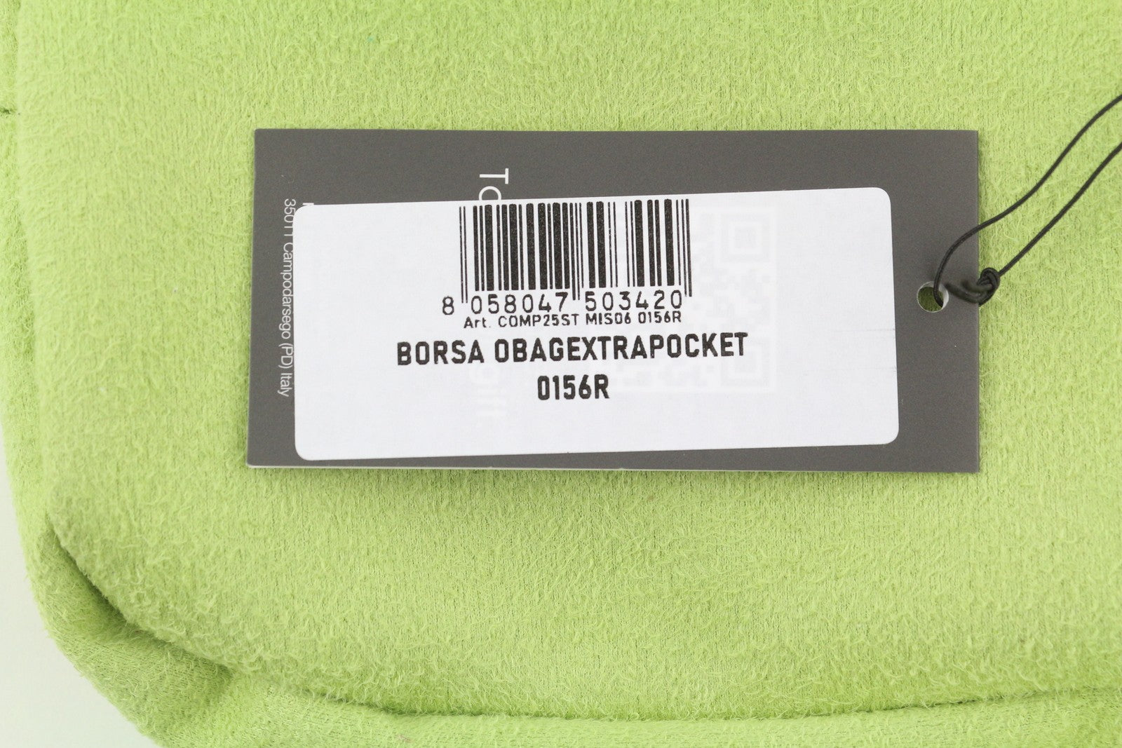 O BAG Extra Pocket Women Bag OS Green Faux Suede Silver Tone Chain Crossbody