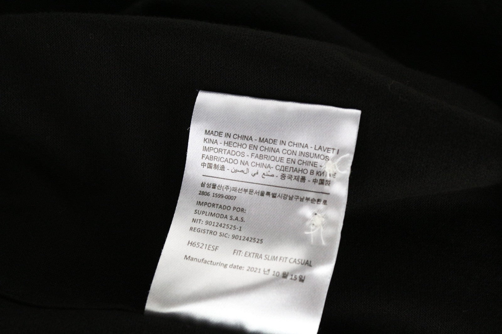 SUITSUPPLY Men's Shirt 43/44/17/17.5 Extra Slim Cutaway Black Cotton