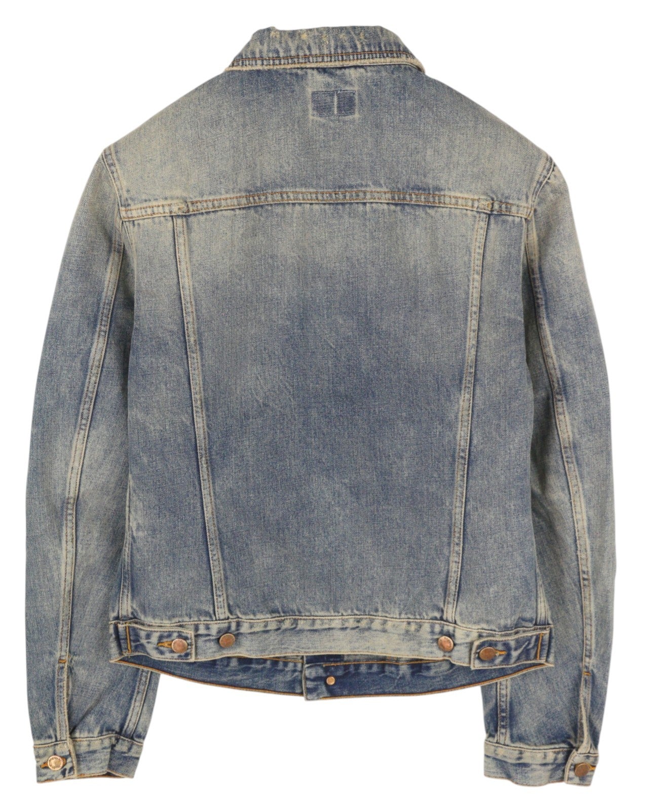 NUDIE JEANS Billy Men Jacket M Shimmering Indigo Button Washed Ripped Distress