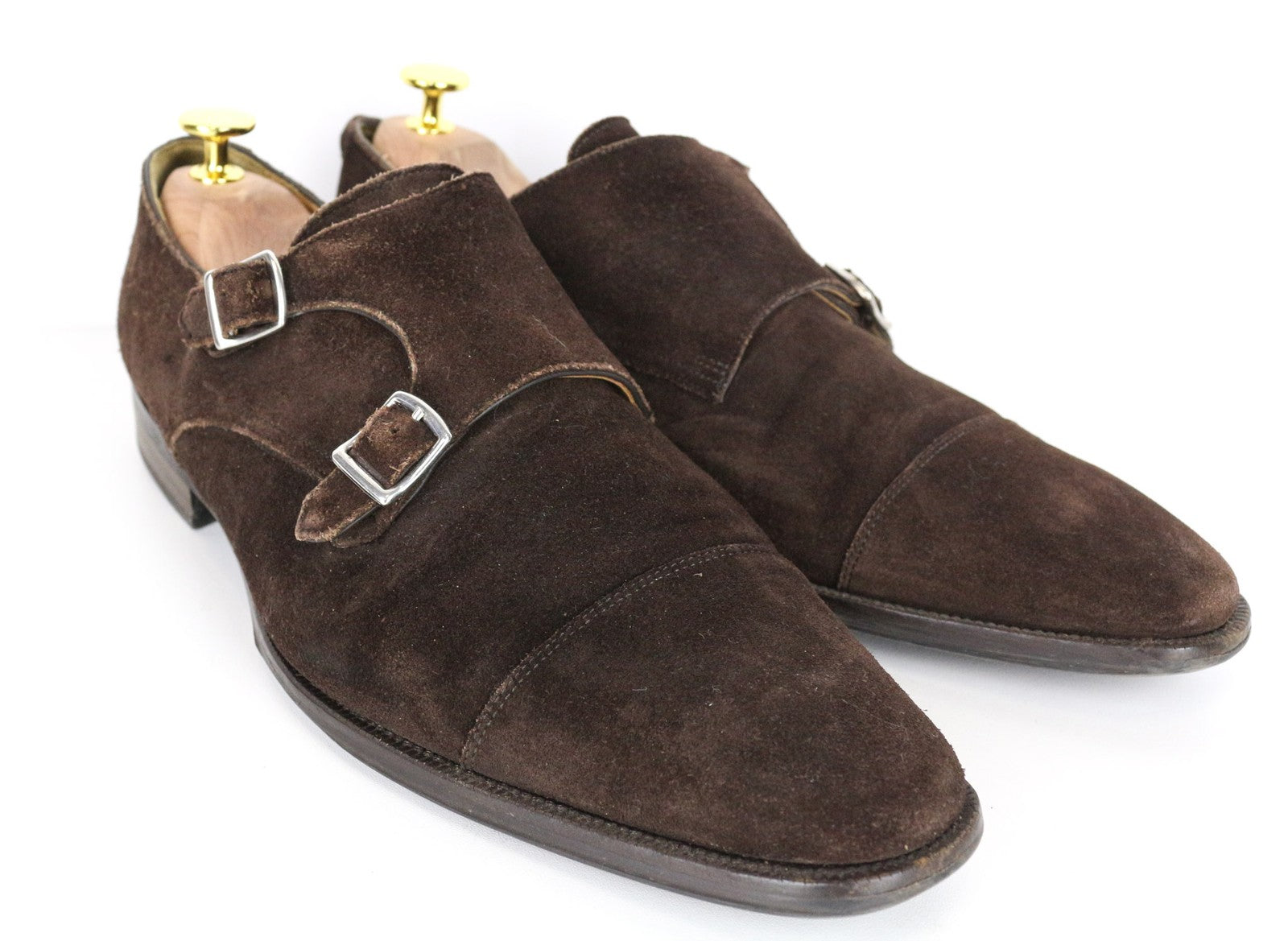 SUITSUPPLY Men's Formal Shoes EU43 Brown Suede Leather Double Buckle