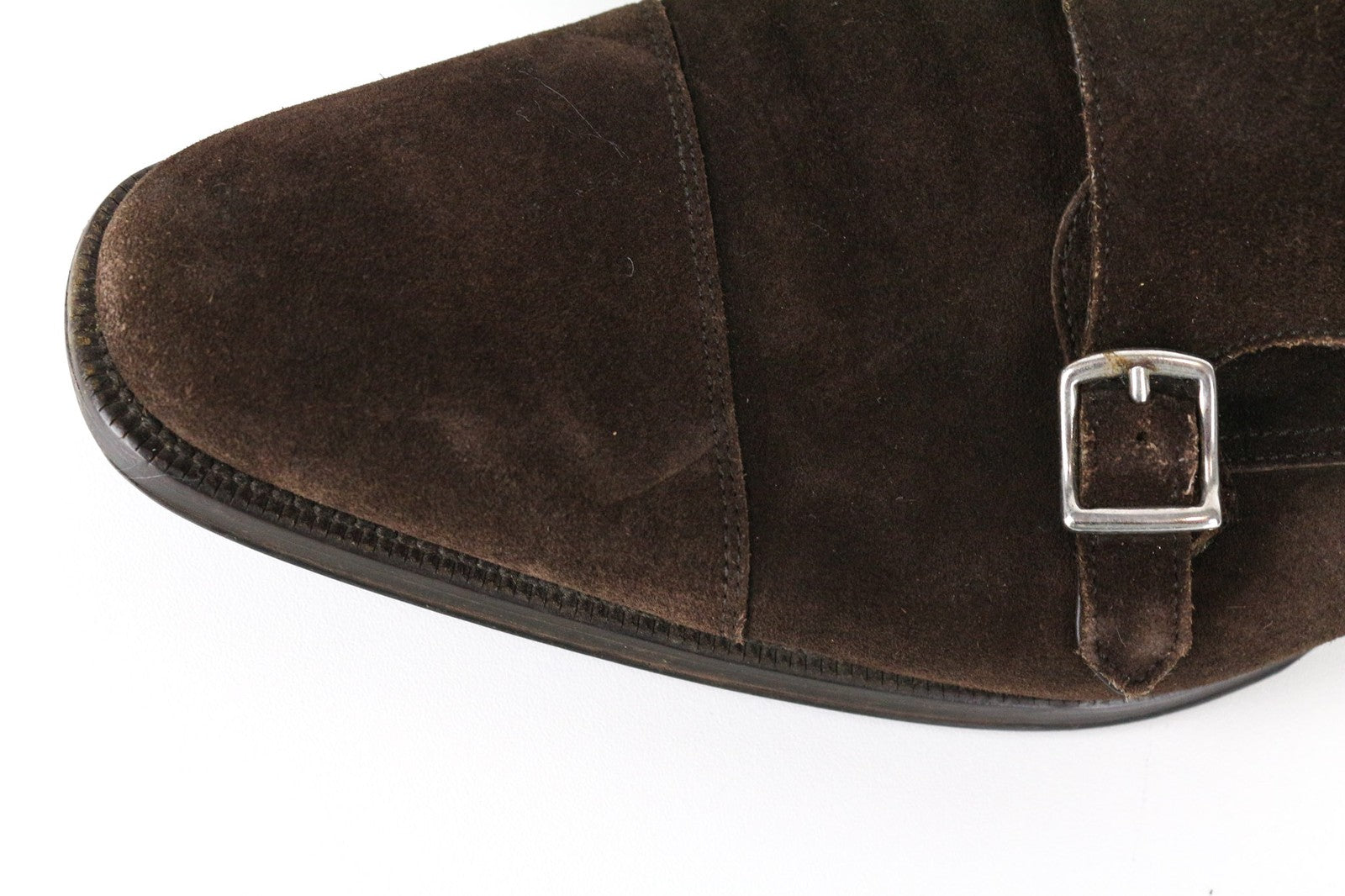 SUITSUPPLY Men's Formal Shoes EU43 Brown Suede Leather Double Buckle