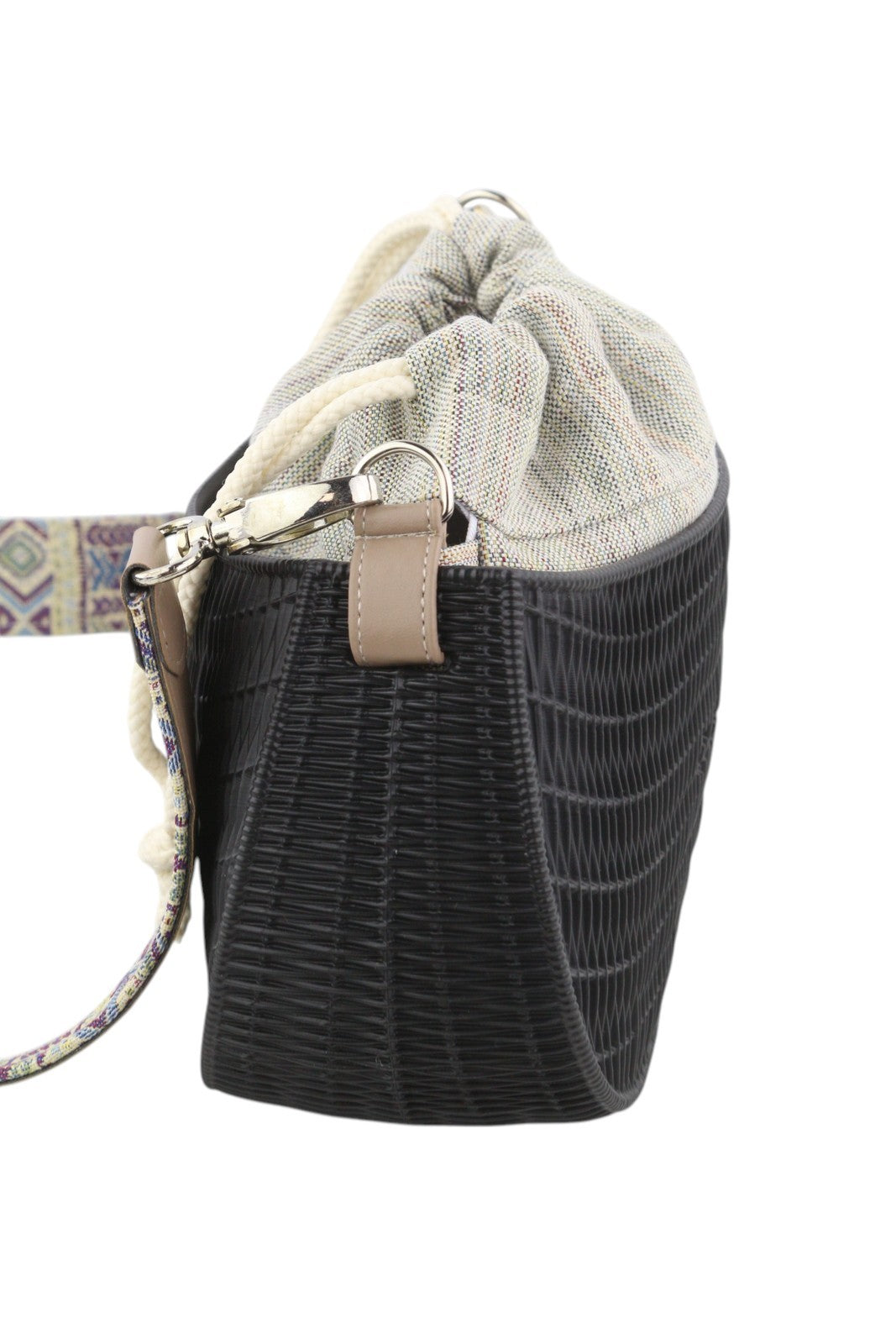 O BAG Swing Women Bag OS Black Textured Silicon Inner Bag Half Moon Crossbody