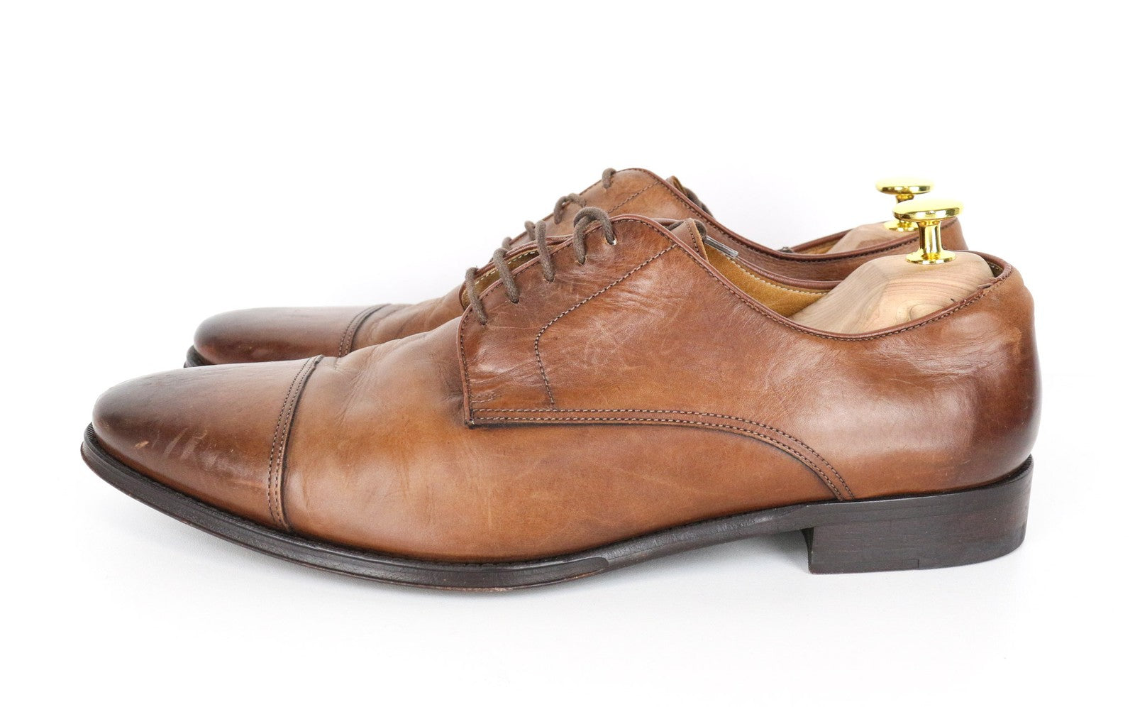 SUITSUPPLY Men's Dress Shoes EU43.5 Mid Brown Leather Low-Top Classic