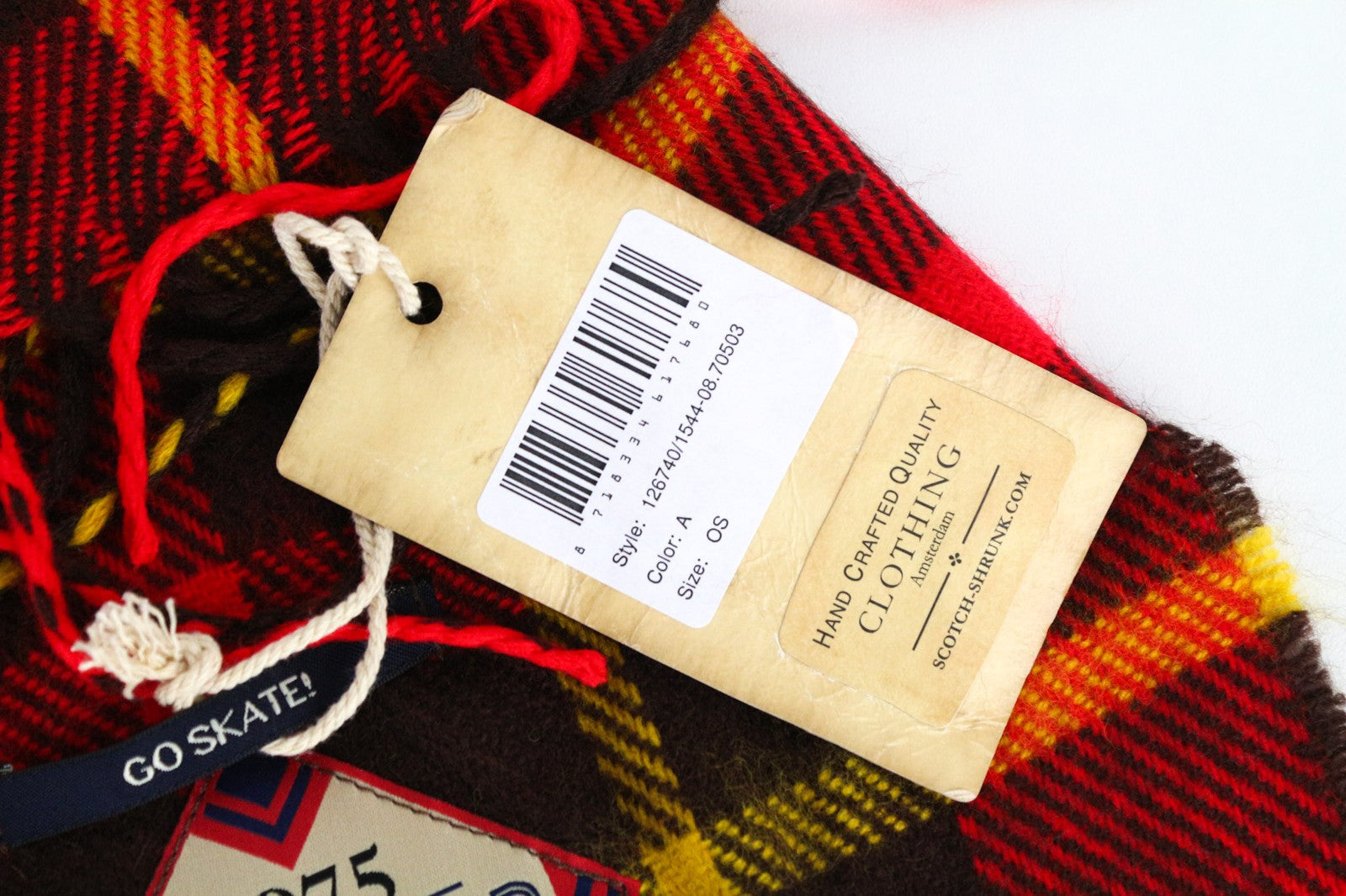 SCOTCH SHRUNK Boys Scarf OS Red Checked Pattern Tassel Casual Accessory