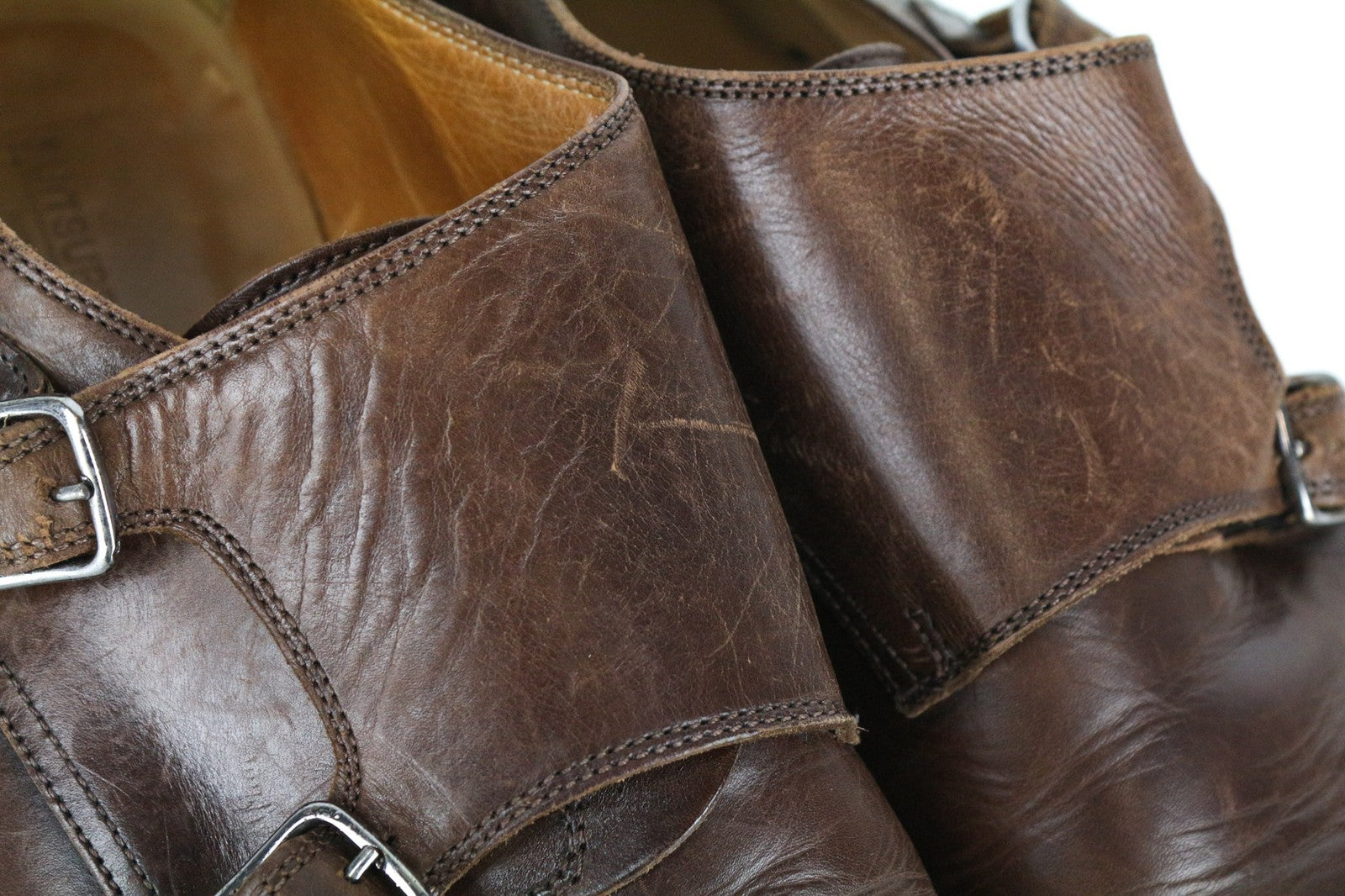 SUITSUPPLY Men's Shoes EU42 Brown Leather Classic Double Buckle Formal