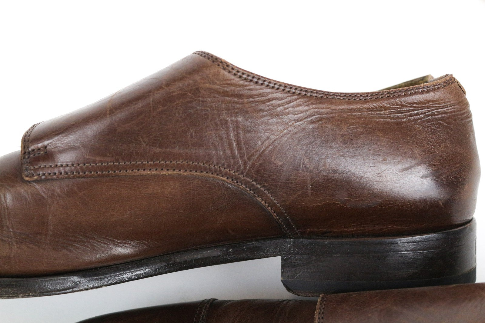 SUITSUPPLY Men's Shoes EU42 Brown Leather Classic Double Buckle Formal