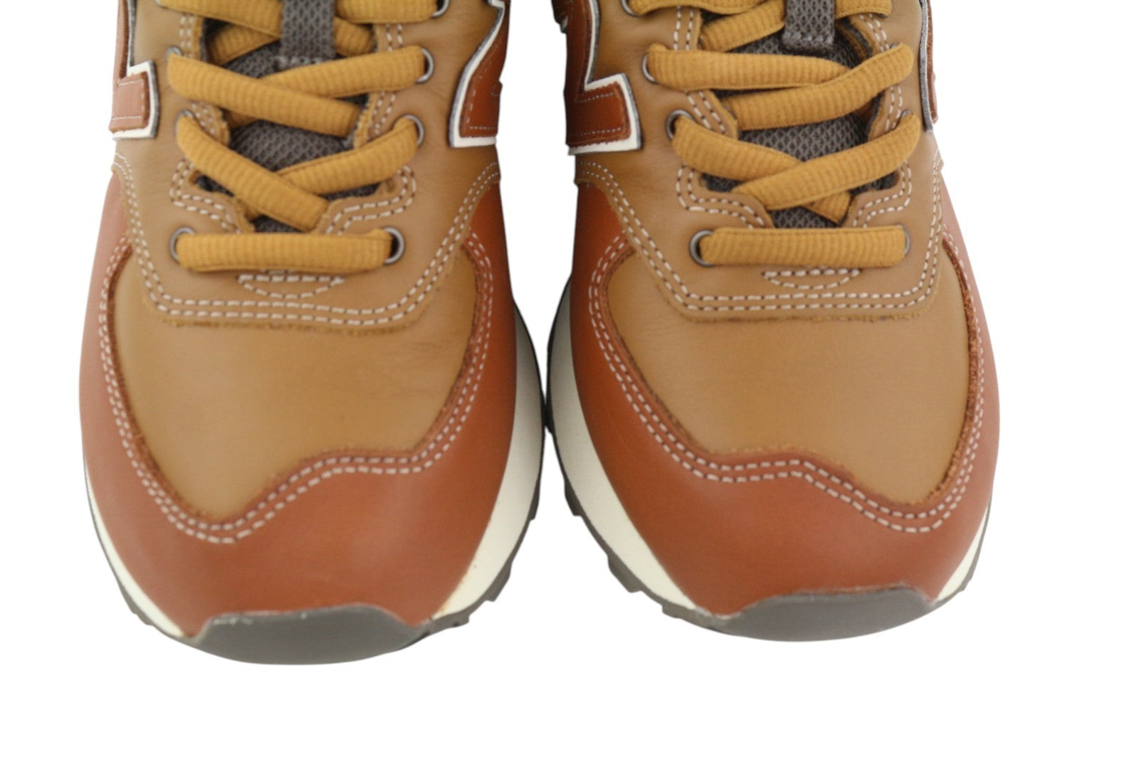 NEW BALANCE 574 Men Sneakers EU40 Brown Leather Low Top Lace Comfort Trainers