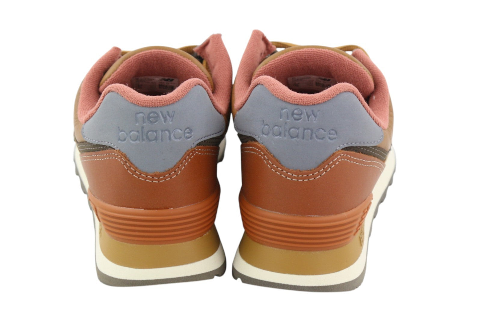 NEW BALANCE 574 Men Sneakers EU40 Brown Leather Low Top Laced Comfort Trainers