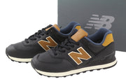 NEW BALANCE 574 Men Sneakers EU40.5 Black Leather Low Top Lace Comfort Trainers