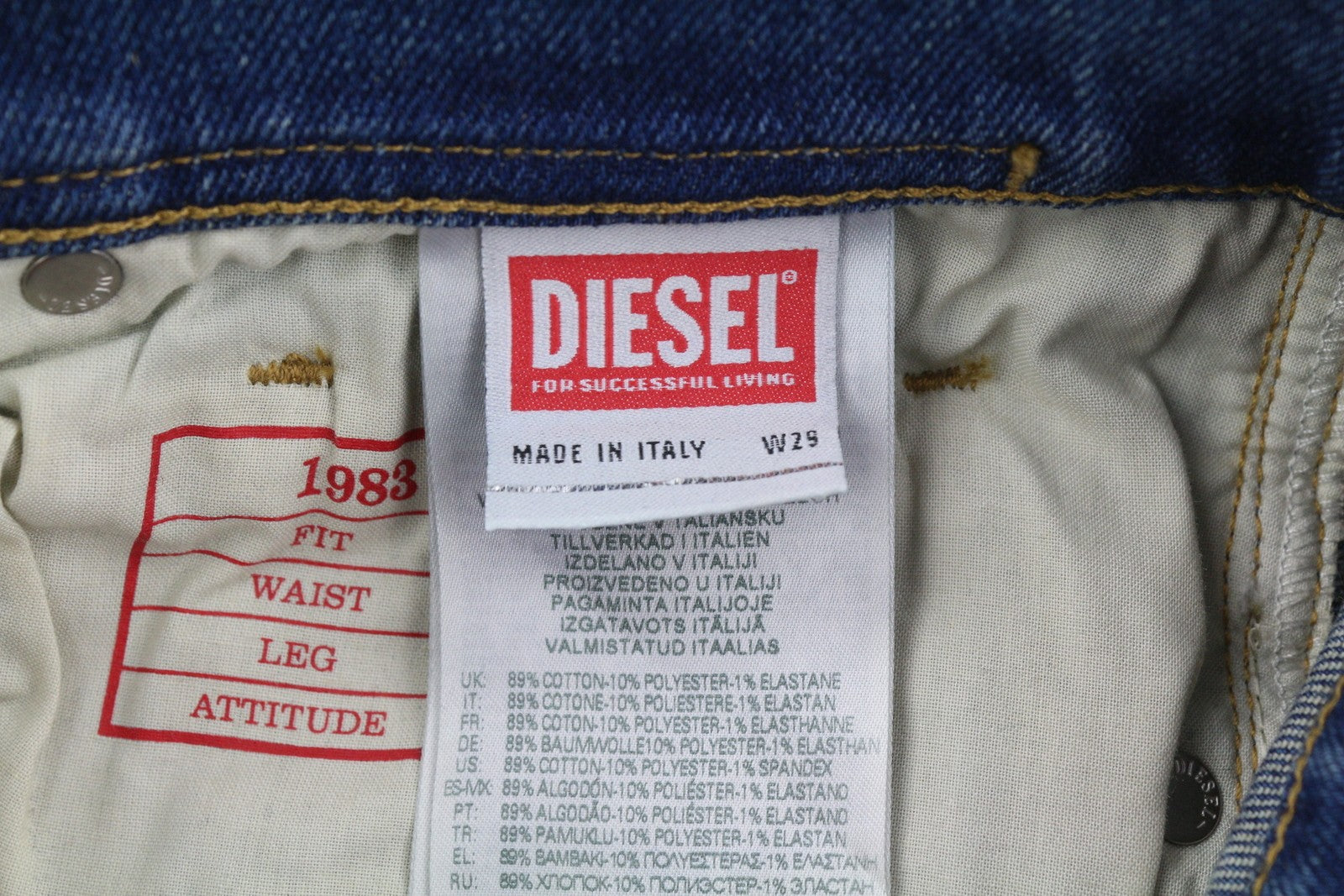 DIESEL 1983 09D82 Men Jeans W29/L30 Blue Faded Skinny Fit High Waist Zip Denim