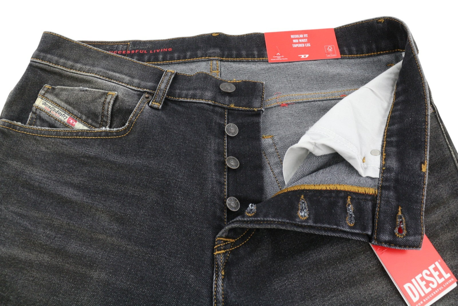 DIESEL 2005 D-Fining 09D66 Men Jeans W32/L32 Black Faded Regular Fit Tapered Leg