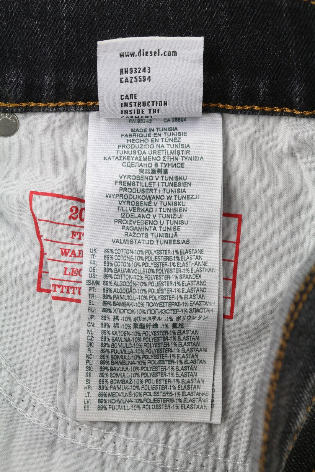 DIESEL 2005 D-Fining 09D66 Men Jeans W32/L32 Black Faded Regular Fit Tapered Leg