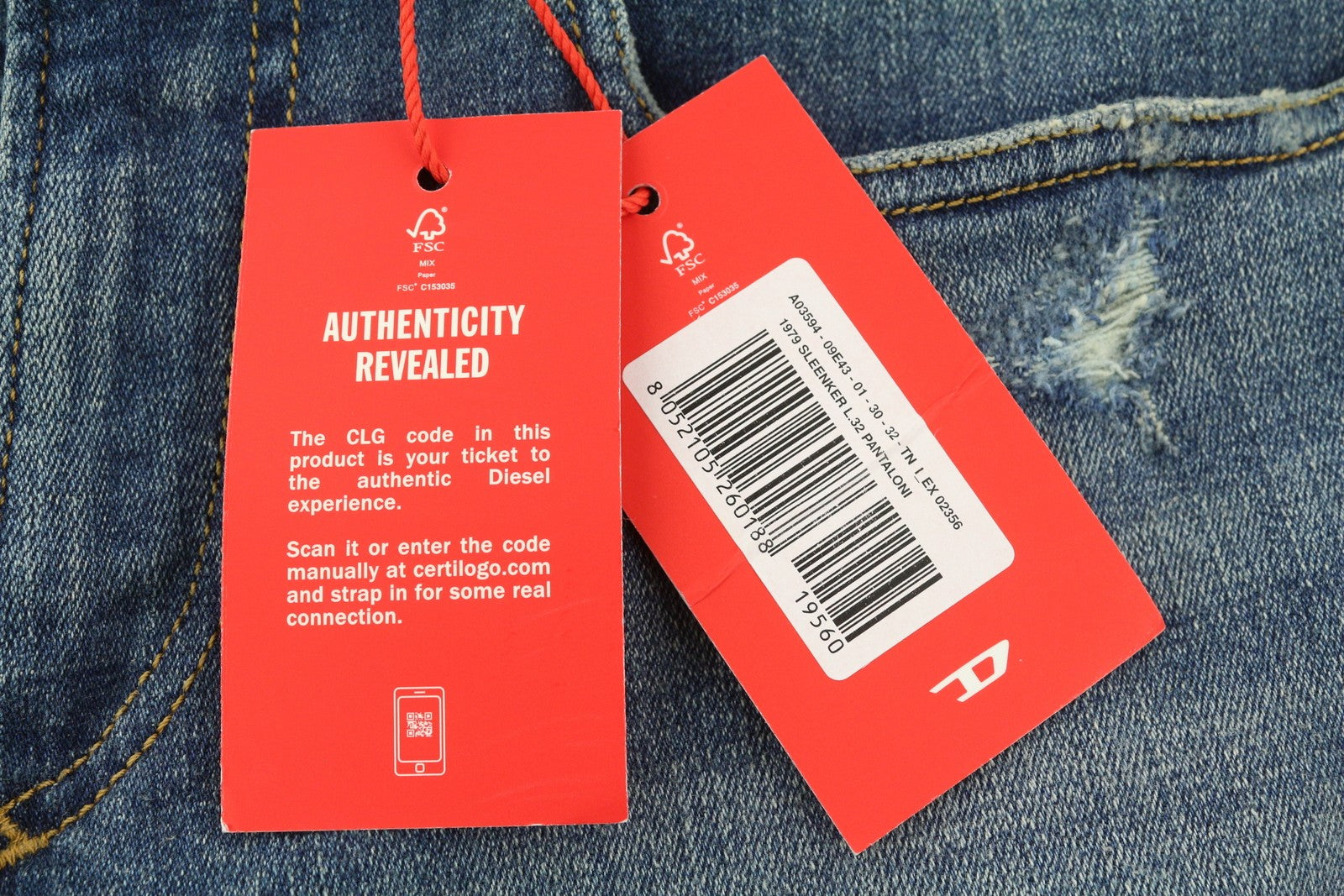 DIESEL 1979 Sleenker 09E43 Men Jeans W30/L32 Blue Distress Skinny Fit RRP$225