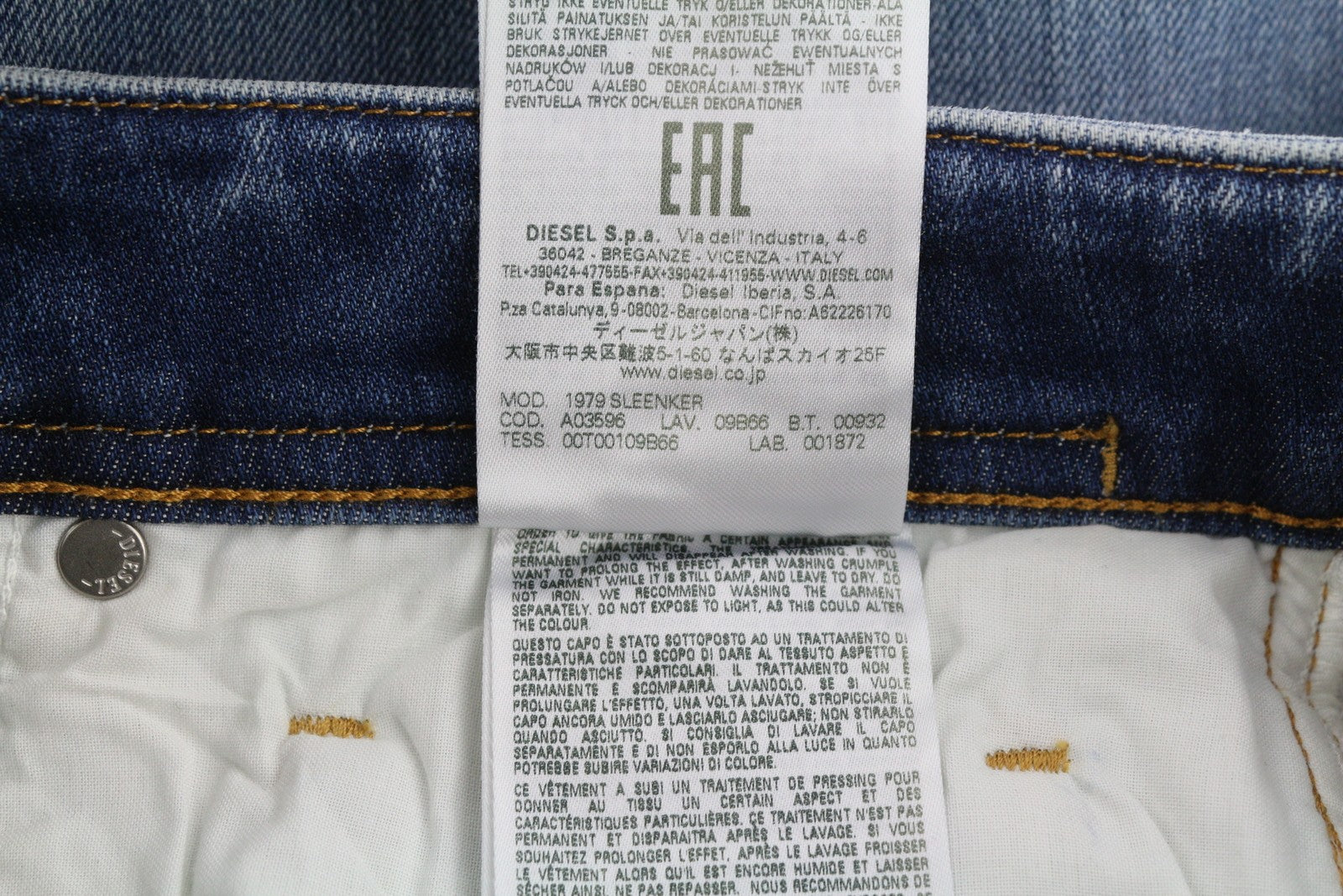 DIESEL 1979 Sleenker 09B66 Men Jeans W31/L34 Blue Faded Skinny Ft Zip Fly Denim