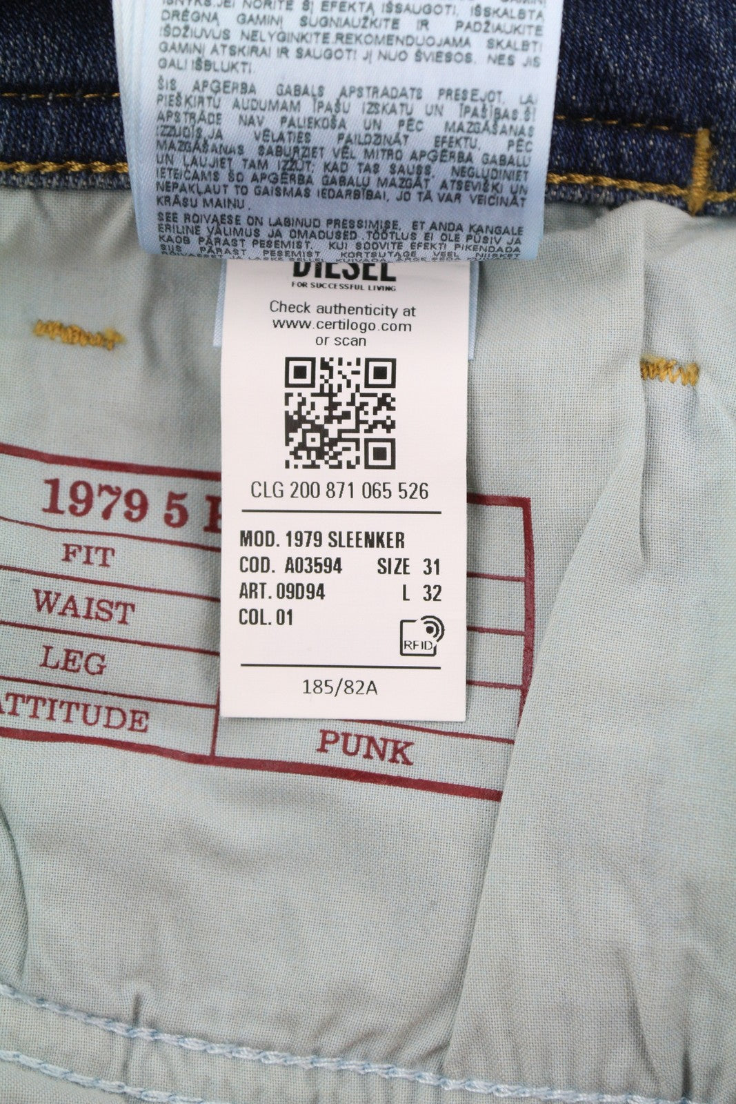 DIESEL 1979 Sleenker 09D94 Men Jeans W31/L32 Blue Aged Look Skinny Low RRP€255