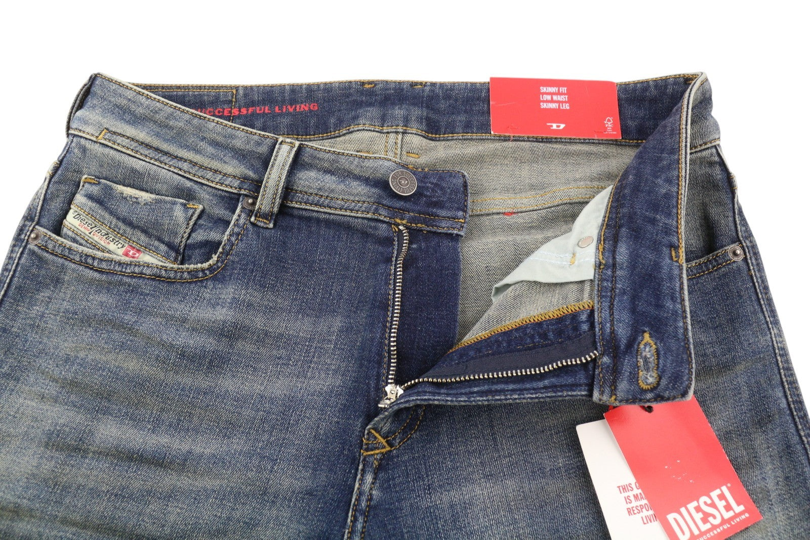 DIESEL 1979 Sleenker 09D94 Men Jeans W31/L32 Blue Aged Look Skinny Low RRP€255