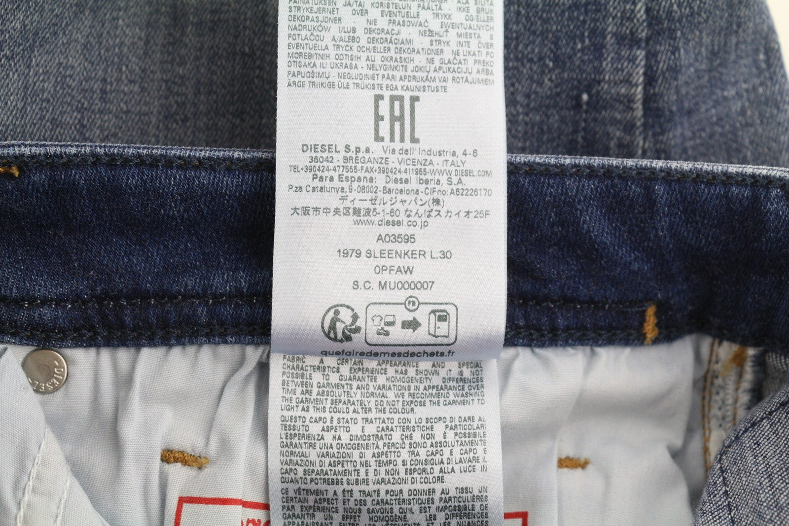 DIESEL 1979 Sleenker 0PFAW Men Jeans W30/L30 Blue Faded Skinny Low Waist RRP$250