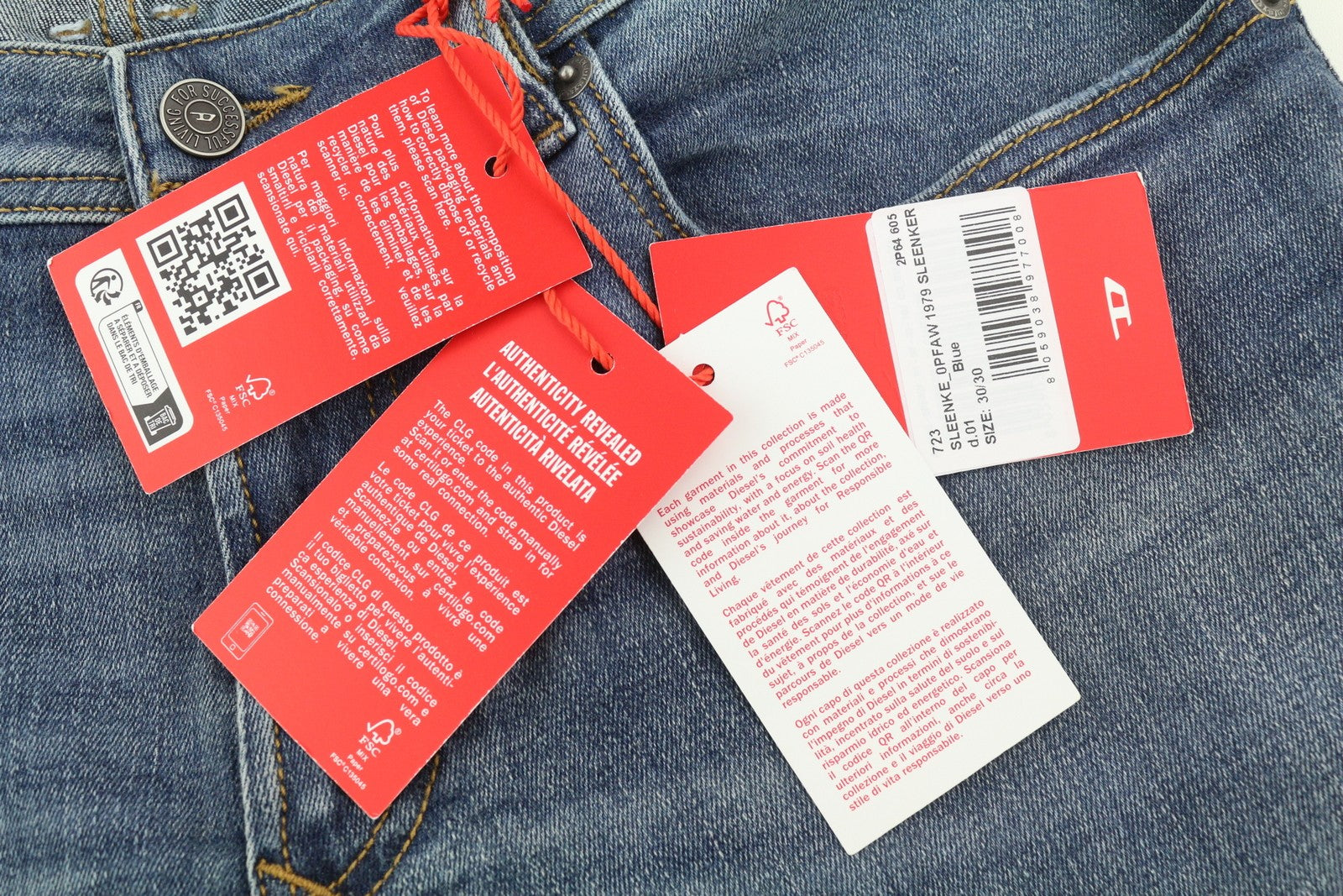 DIESEL 1979 Sleenker 0PFAW Men Jeans W30/L30 Blue Faded Skinny Low Waist RRP$250