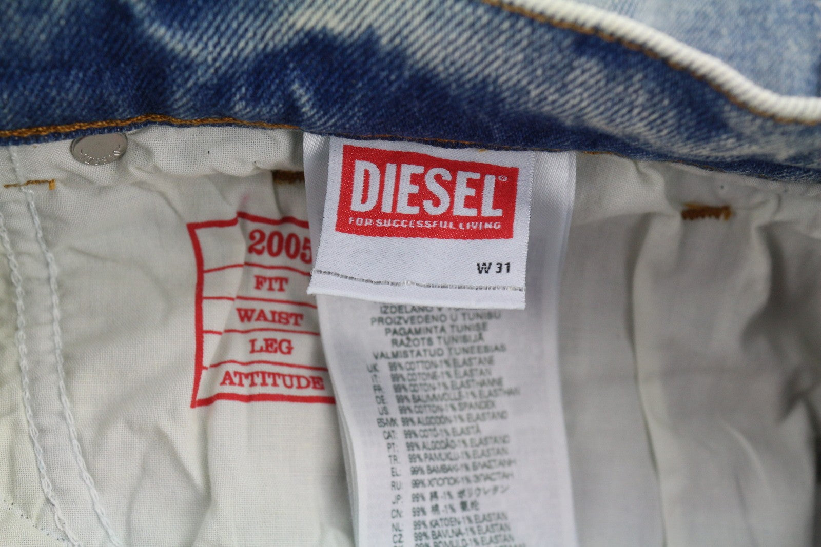 DIESEL 2005 D-Fining 09E86 Men Jeans W31/L30 Blue Distress Regular RRP£220