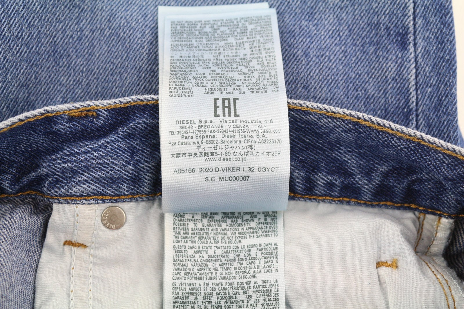 DIESEL 2020 D-Viker 0GYCT Men Jeans W30/L32 Blue Faded Regular Fit RRP£190