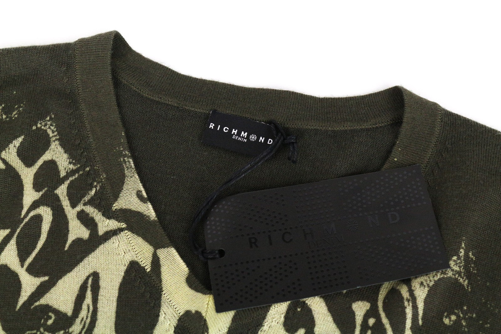 RICHMOND Men's Size 50 Green Wool Pullover Logo Long Sleeve Sweatshirt