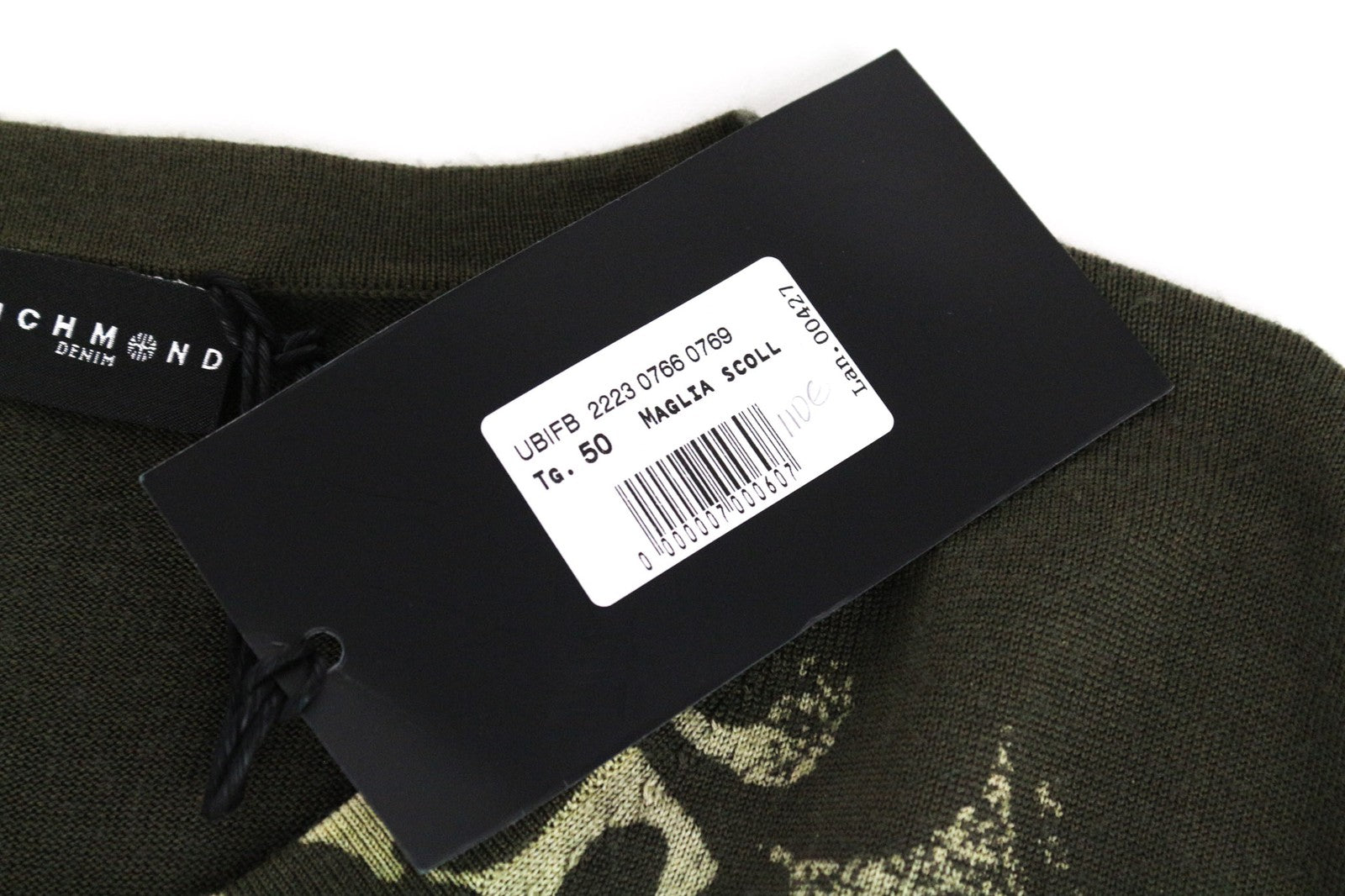 RICHMOND Men's Size 50 Green Wool Pullover Logo Long Sleeve Sweatshirt