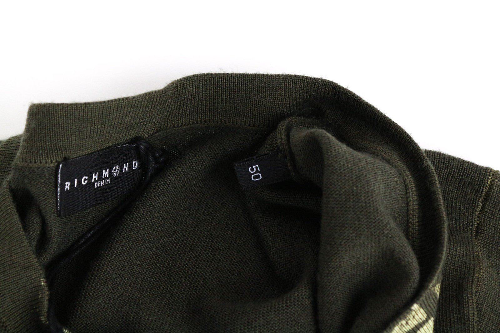 RICHMOND Men's Size 50 Green Wool Pullover Logo Long Sleeve Sweatshirt