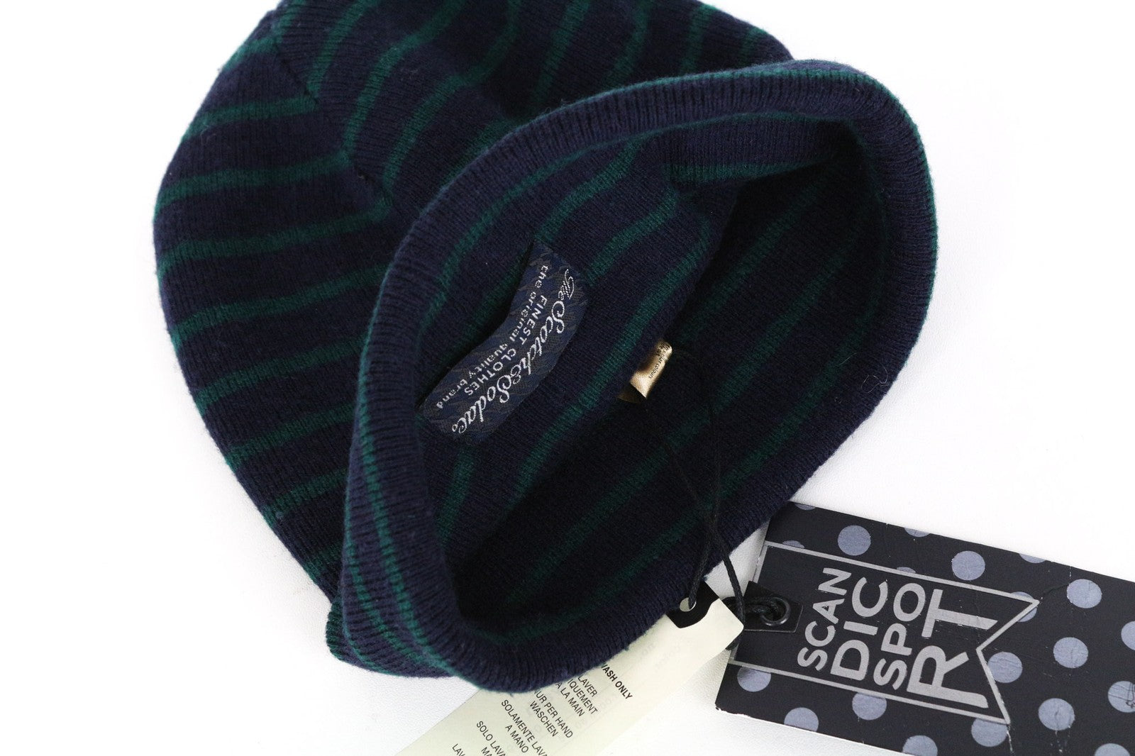 SCOTCH & SODA Men's OS Blue Wool Cotton 2x Beanie Hat Striped Winter Warm
