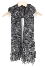 MAISON SCOTCH Women's OS Grey M lange Knitted Tassel Scarf Warm Winter