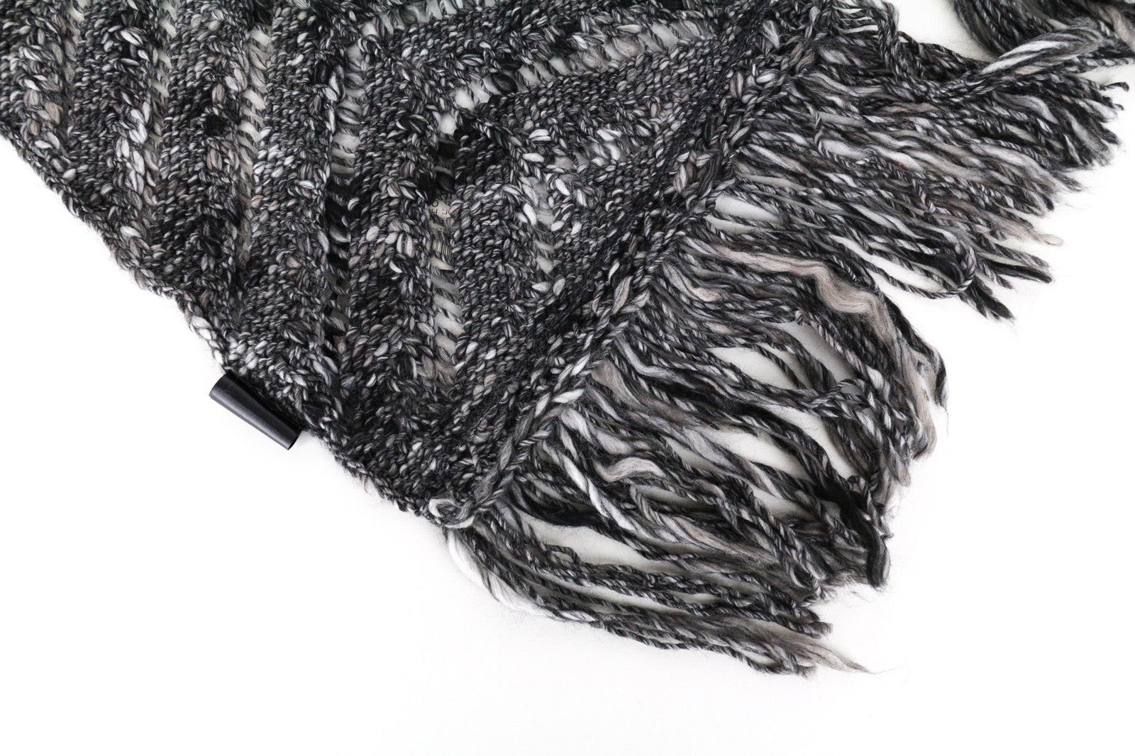 MAISON SCOTCH Women's OS Grey M lange Knitted Tassel Scarf Warm Winter