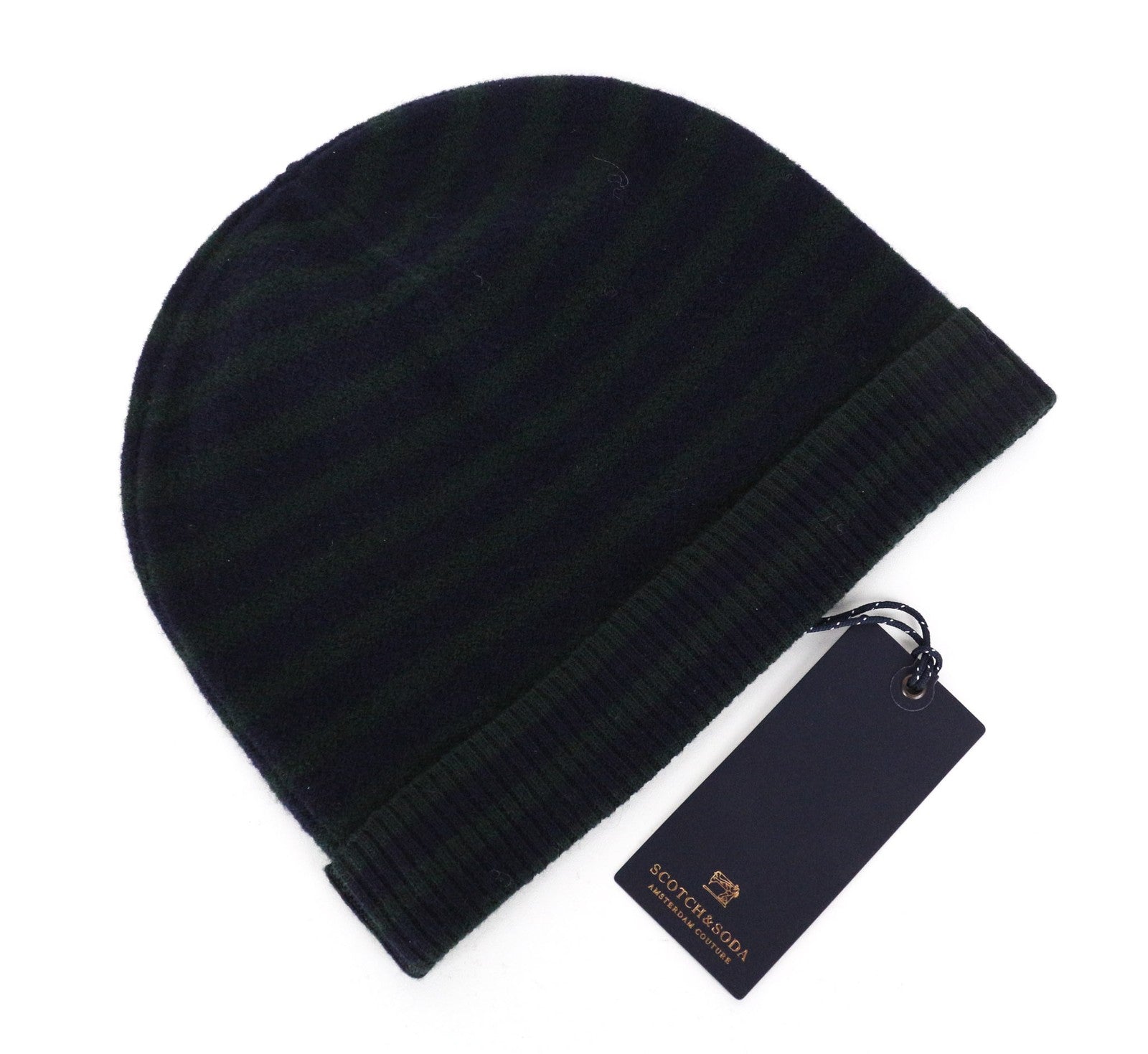 SCOTCH & SODA Men's OS Wool Beanie Duo Purple Blue Stripe Winter Set