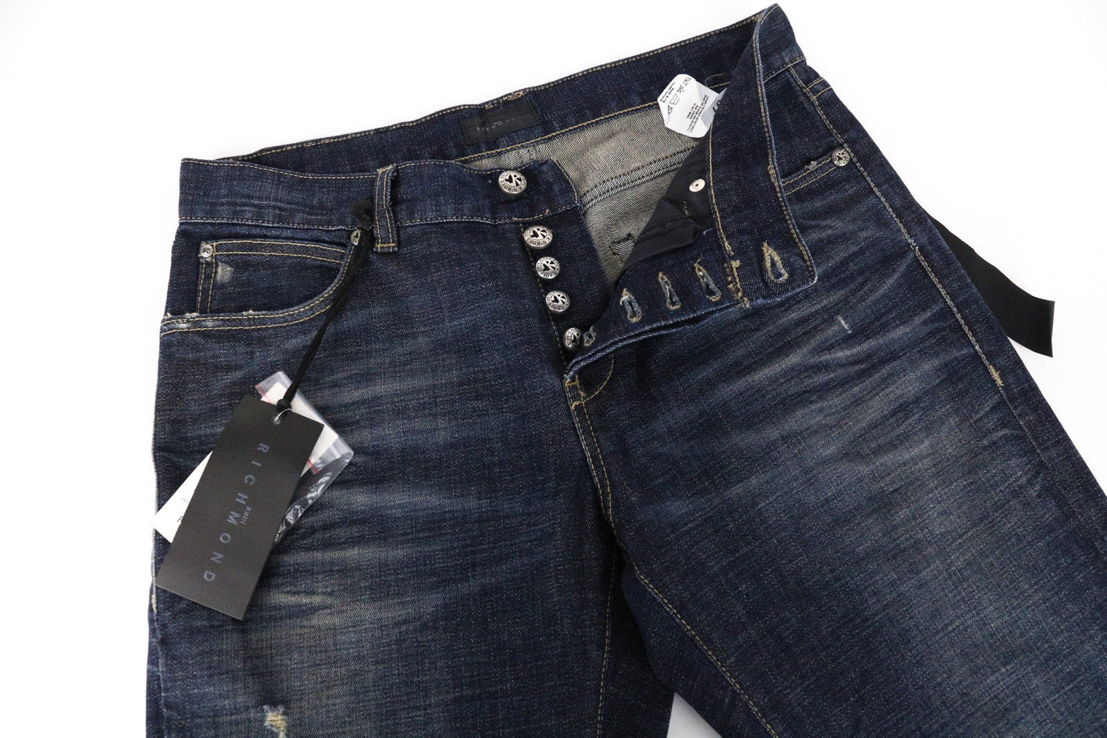 JOHN RICHMOND Men's Jeans 31 Blue Washed Denim Stretch Regular Fit