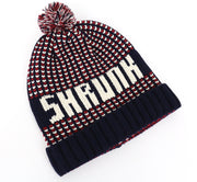 SCOTCH SHRUNK Boys' M Pom Pom Red Navy Knit Beanie Hat Patterned