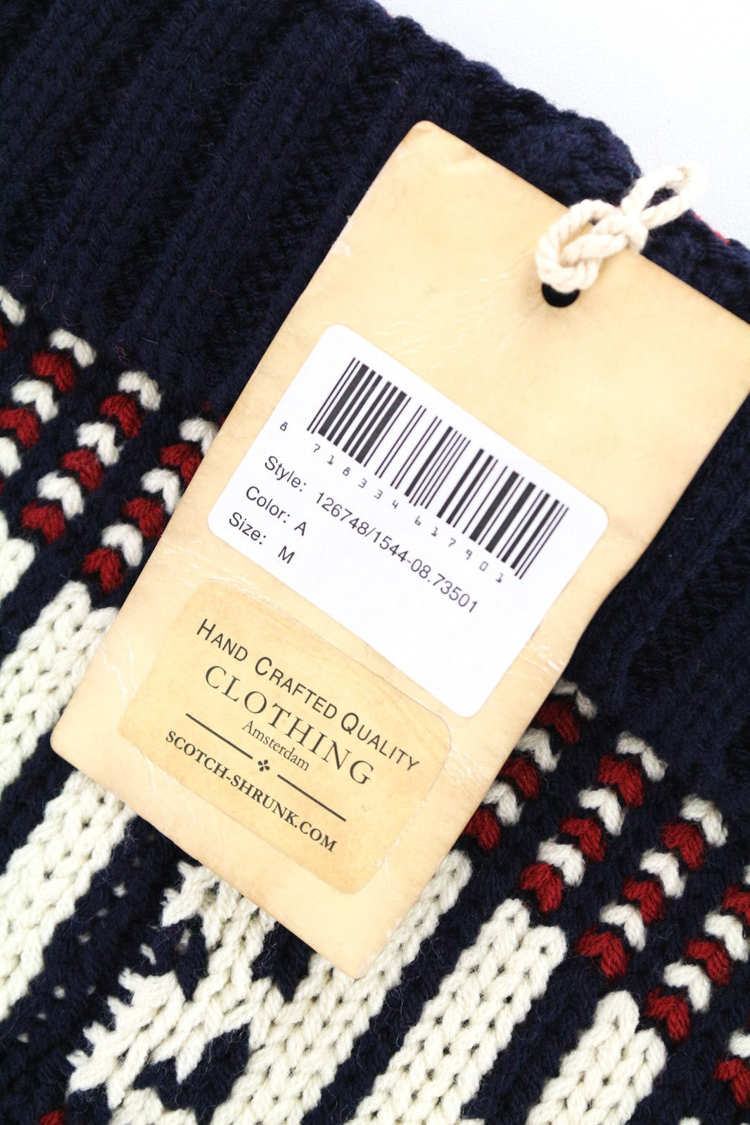 SCOTCH SHRUNK Boys' M Pom Pom Red Navy Knit Beanie Hat Patterned